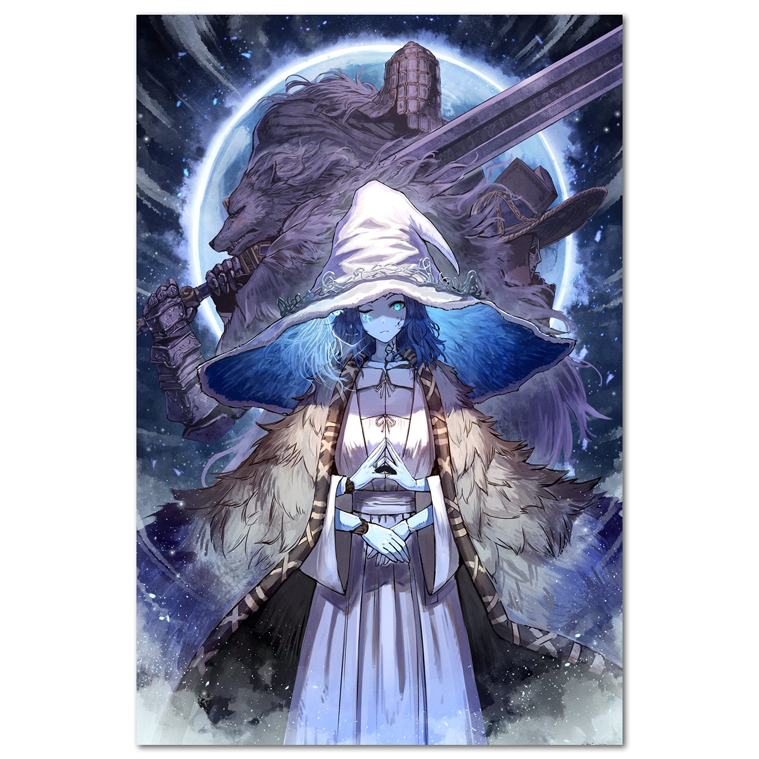 Elden Ring Ranni & Blaidd Gaming Poster - 12x18 Inch Unframed Canvas Print - Perfect Gift for Gamers & Collectors - Ideal for Bedroom, Game Room & Office Decor