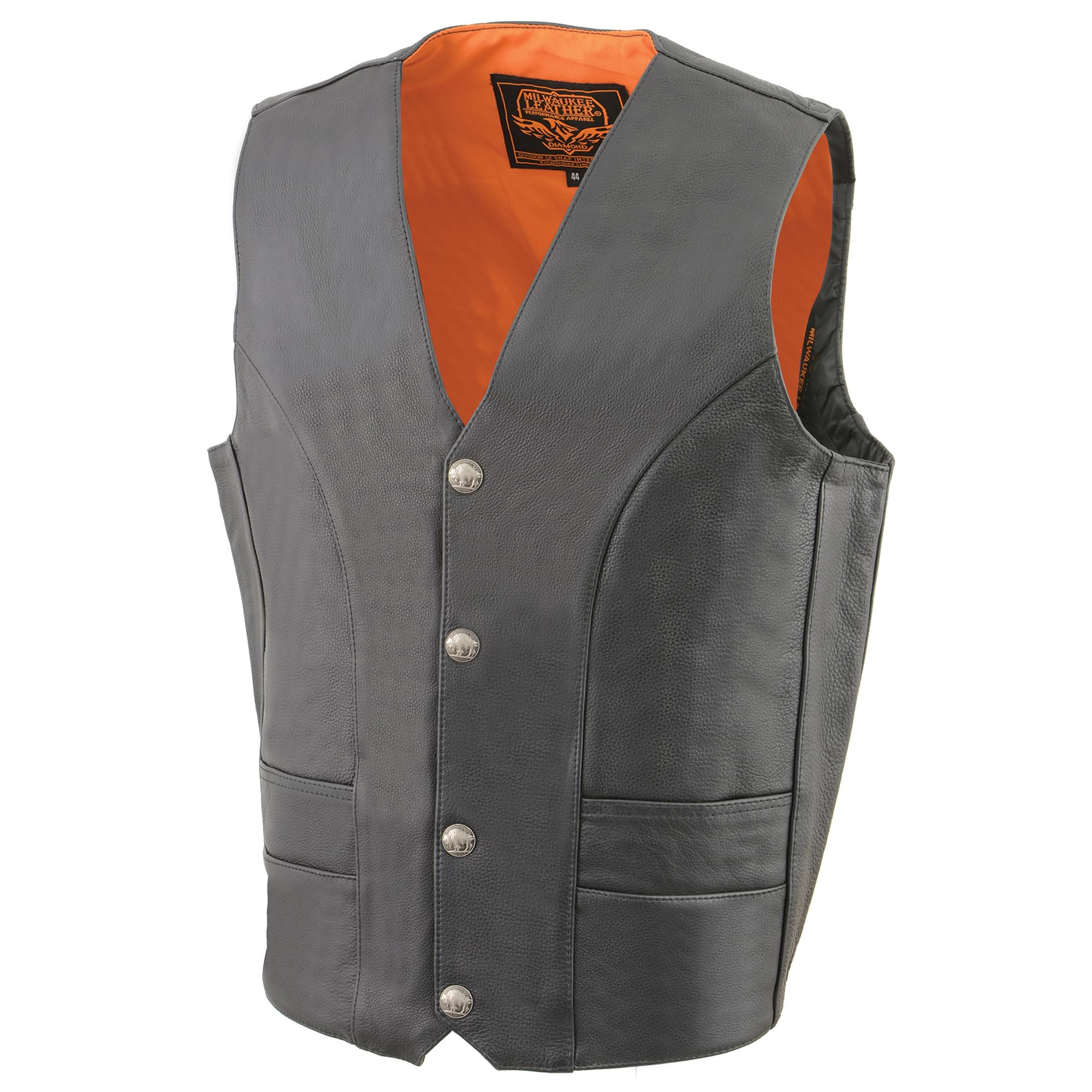 Milwaukee ML1368 Classic Leather Vest for Men with Buffalo Nickel Snaps - Durable & Stylish Biker Vest for Motorcycle Riding, Outdoor Adventures & Casual Wear