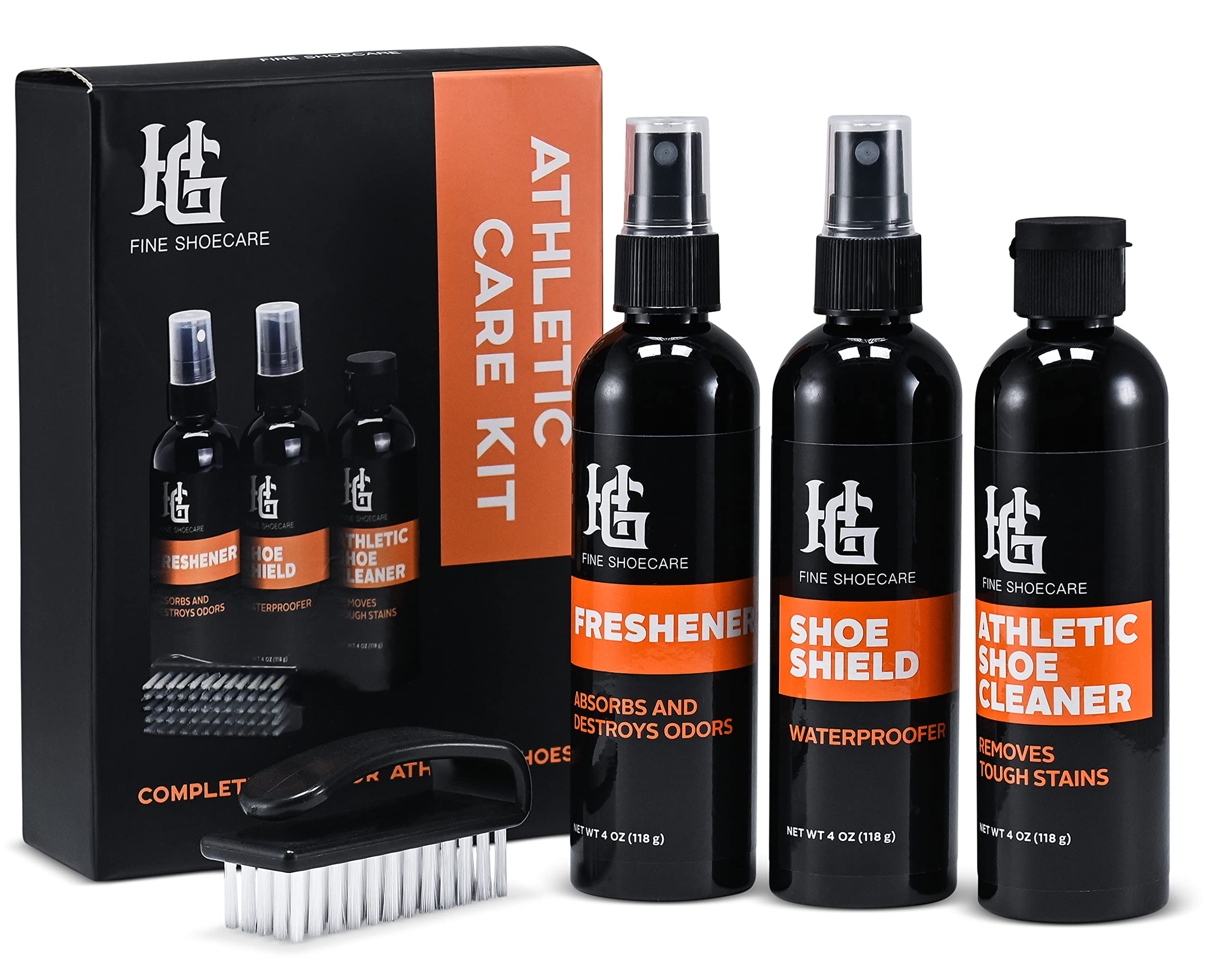 Premium Shoe Cleaning Kit - Stain Remover, Waterproof Spray & Freshener for Leather, Nubuck, Suede & Canvas - 4 Oz Each - Perfect for Sneakers, Boots & Dress Shoes Protection