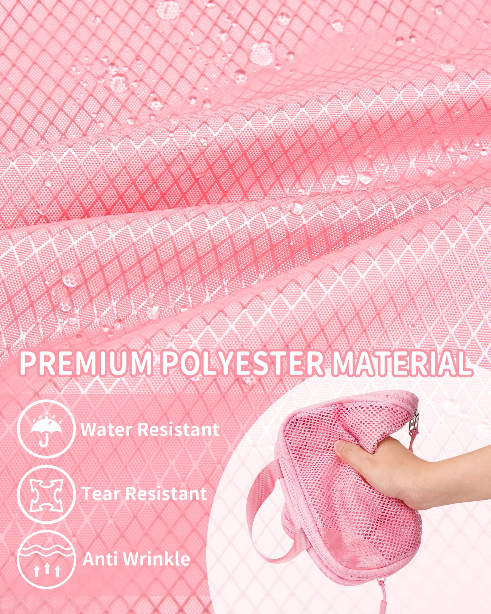 8-Piece Compression Packing Cubes Set - Expandable Travel Organizer Bags for Suitcases | Space-Saving Luggage Essentials | Perfect for Business Trips, Vacations & Weekend Getaways (Pink)
