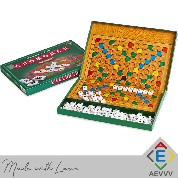 Russian Language Word Maker Board Game Set - Mini Size Codewords Crossword for Adults - Perfect for Family Game Nights, Parties & Brain Training