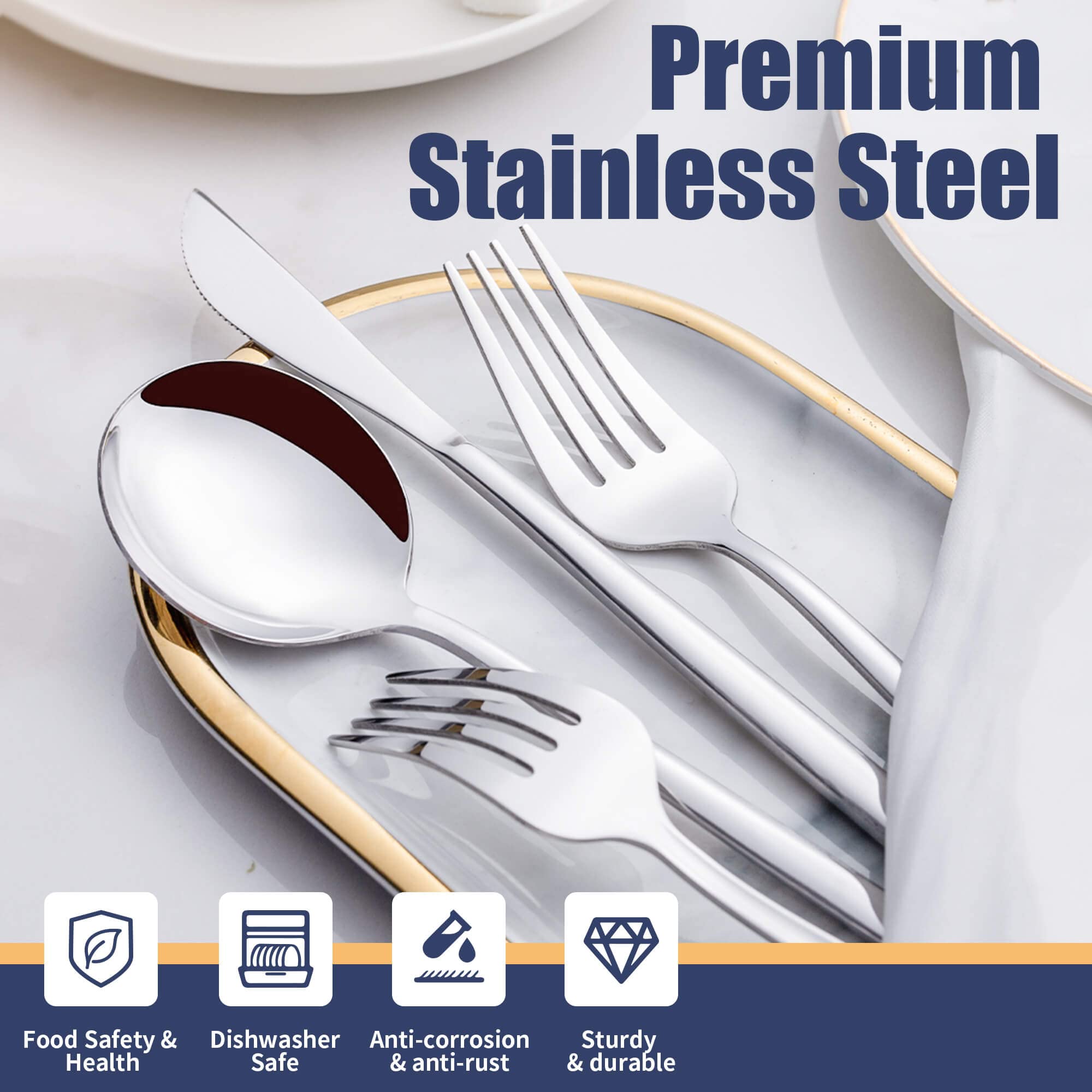 20-Piece Stainless Steel Silverware Set - Service for 4 (Forks, Spoons, Knives) - Durable Flatware Cutlery Set for Home, Restaurant & Daily Use - Dishwasher Safe Kitchen Utensils - Perfect for Dining, Entertaining & Everyday Meals