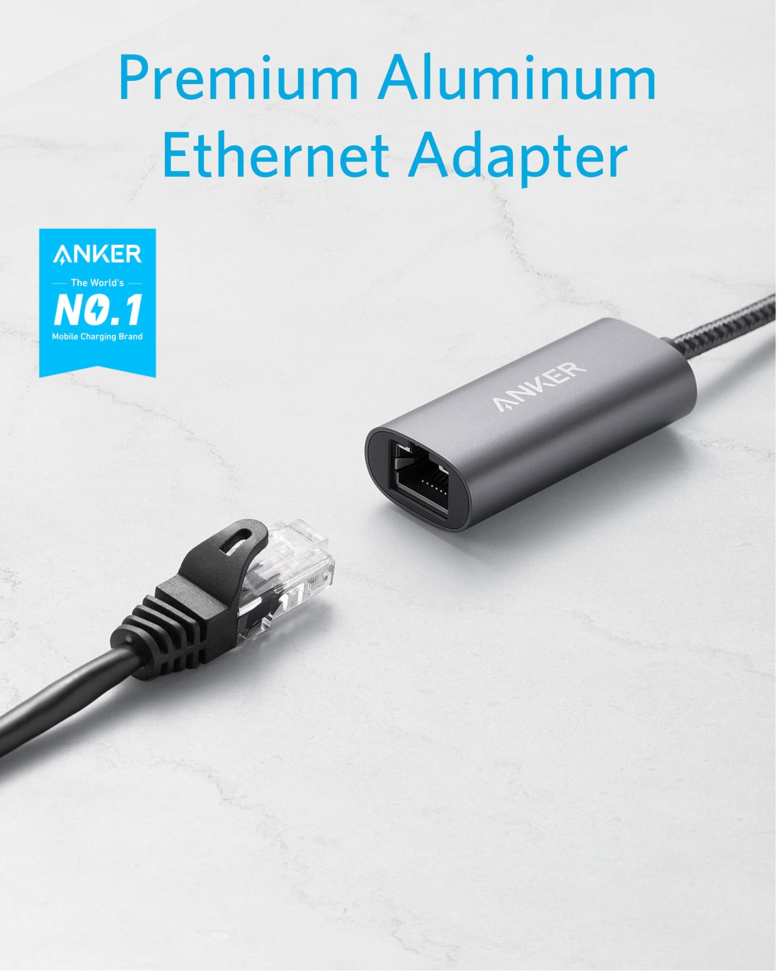 Anker PowerExpand USB 3.0 to Gigabit Ethernet Adapter - Aluminum Portable USB-A Network Adapter for MacBook Pro 2015, MacBook Air 2017, Windows Laptops - Fast Wired Internet Connection for Home Office, Gaming & Video Conferencing
