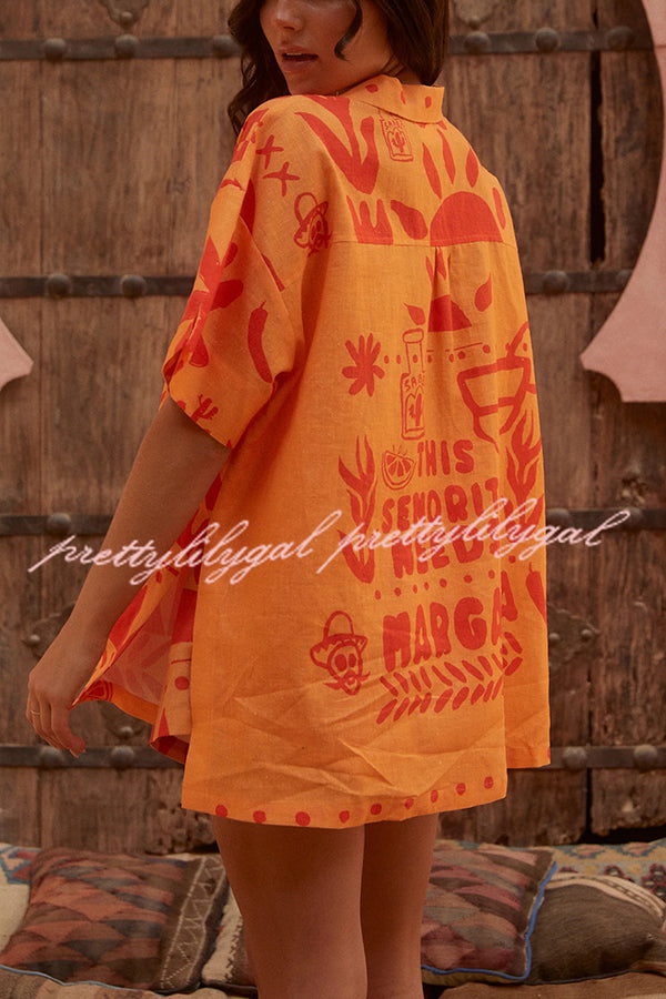 Stylish Summer Printed Loose Shirt & Elastic Waist Shorts Set for Women - Casual Outfit for Beach Vacation, Outdoor Activities and Daily Wear