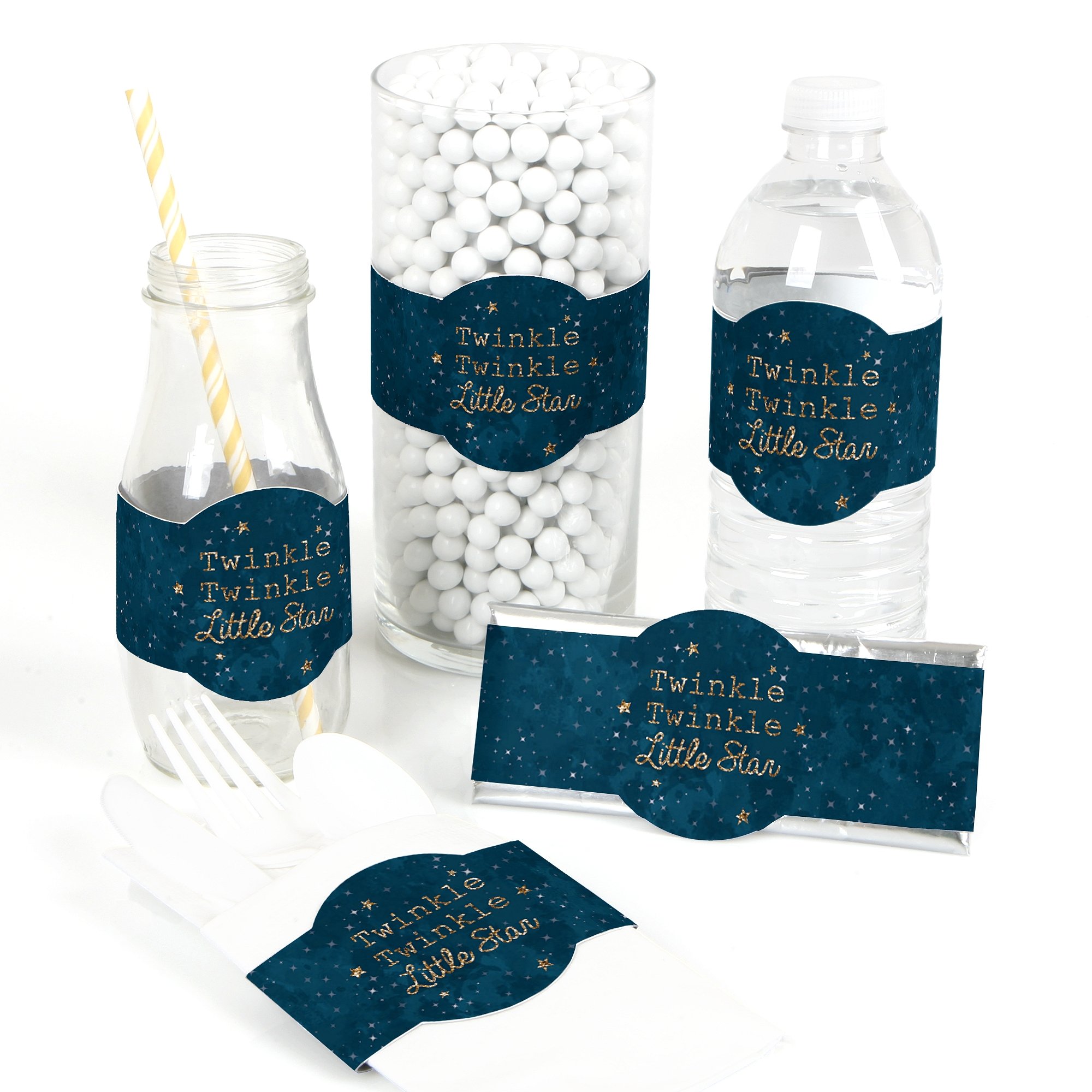 Twinkle Little Star DIY Party Decorations Set - 15-Piece Baby Shower & Birthday Favors Kit for Nursery, Gender Reveal & 1st Birthday Celebrations