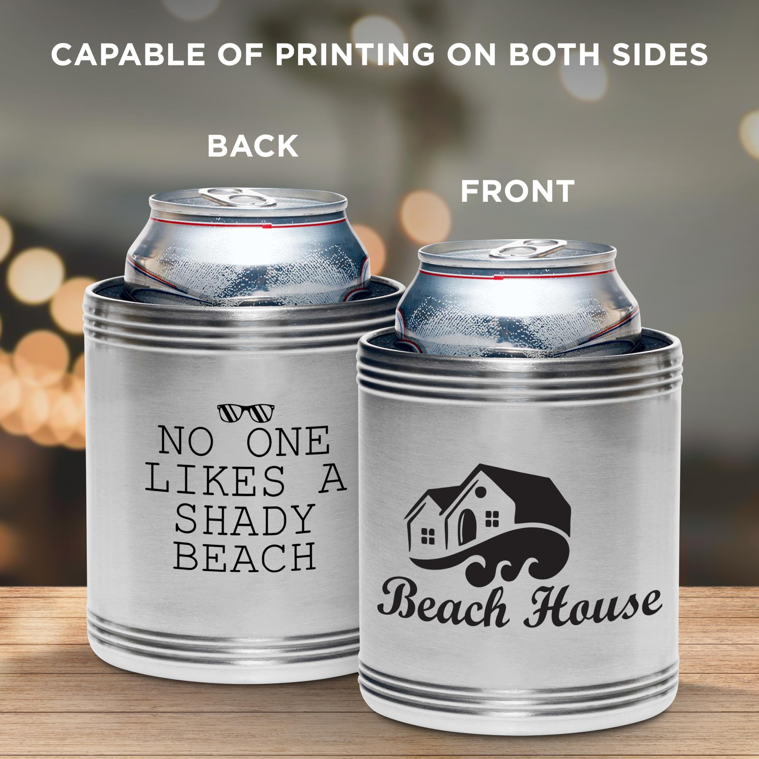 Custom Stainless Steel Can Coolers Set of 100 - Personalized Bulk Pack for Beer, Soda & Beverages - Silver - Perfect for Parties, BBQs, Bars & Outdoor Events