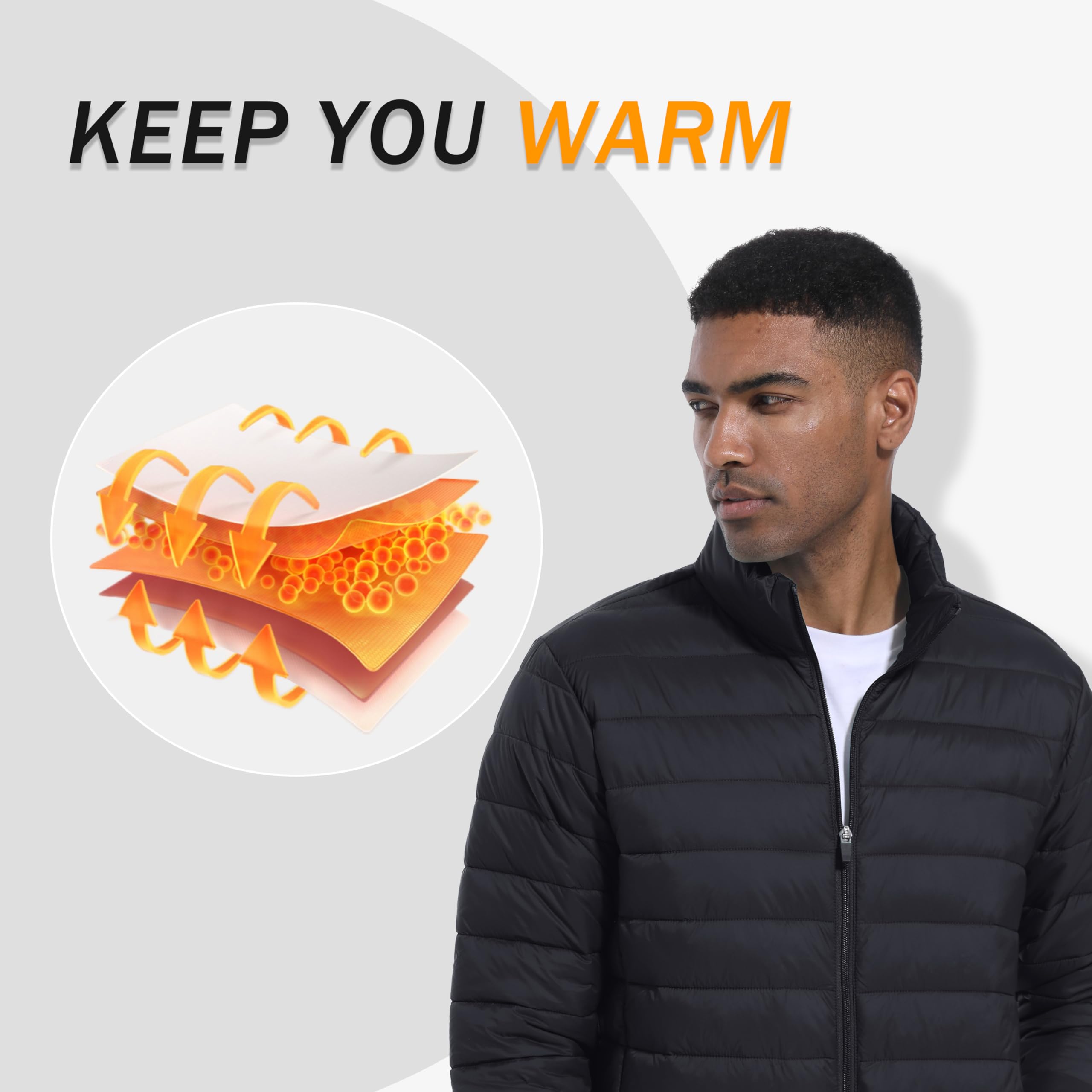 MAGINVIT Men's Lightweight Puffer Jacket - Windproof, Water-Repellent Quilted Coat for Winter, Fall & Spring | Warm Windbreaker for Outdoor Activities, Hiking & Travel