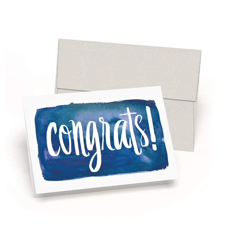 Palmer Street Press Congrats! Inky Navy Congratulations Cards - Set of 8 Greeting Cards with Envelopes | Graduation, Achievement & Celebration Cards | Designed & Printed in USA | Perfect for Graduation Gifts, Birthday Wishes & Special Occasions