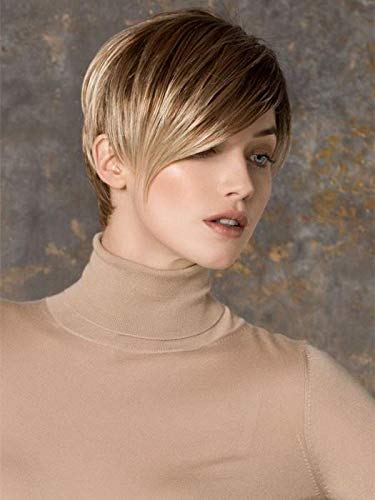 Ellen Wille Short Asymmetrical Boy Cut Synthetic Wig - Soft Tapered Neckline & Angled Fringe with Left Monofilament Part (Black) | Comfortable & Stylish Hair Solution for Hair Loss, Daily Wear & Special Occasions