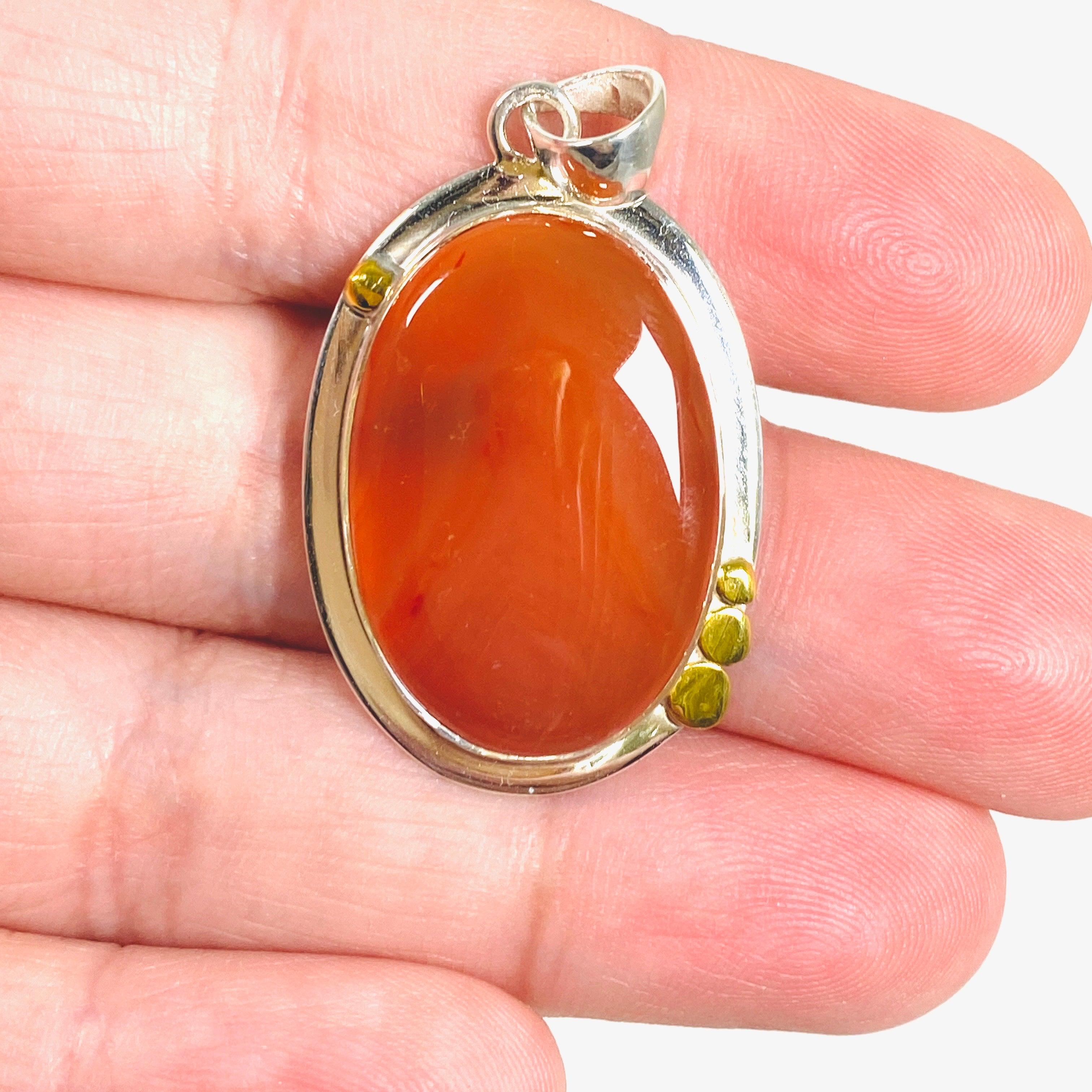 Natural Carnelian Oval Pendant with 14K Gold Plating - Elegant Gemstone Jewelry for Women (KPGJ3678) | Perfect for Weddings, Parties & Everyday Wear