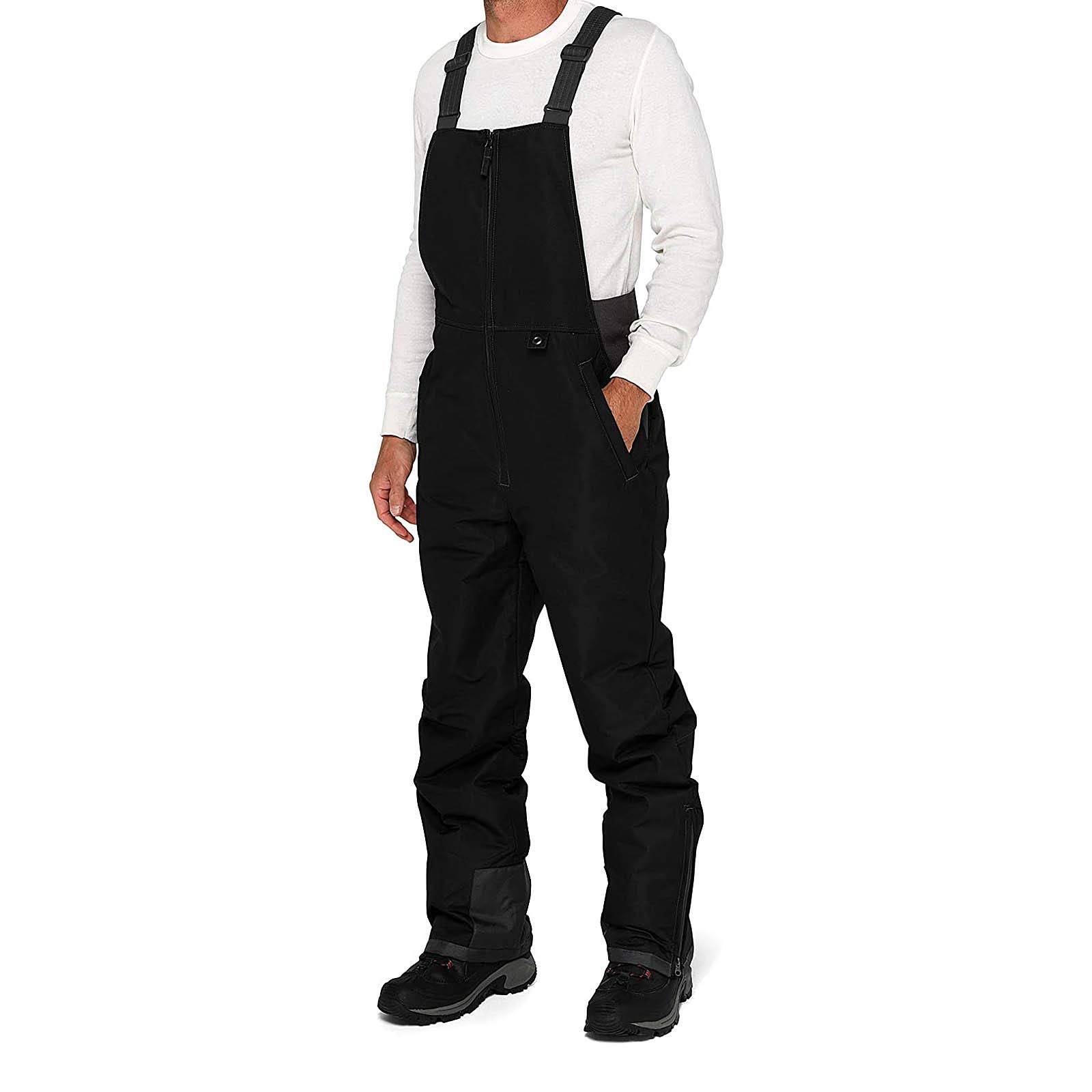 GDJGTA Men's Insulated Waterproof Ski Pants - Thermal Snow Bib Overalls with Suspenders for Snowboarding & Winter Sports | Water-Resistant Windproof Snow Trousers for Skiing, Hiking & Cold Weather Activities