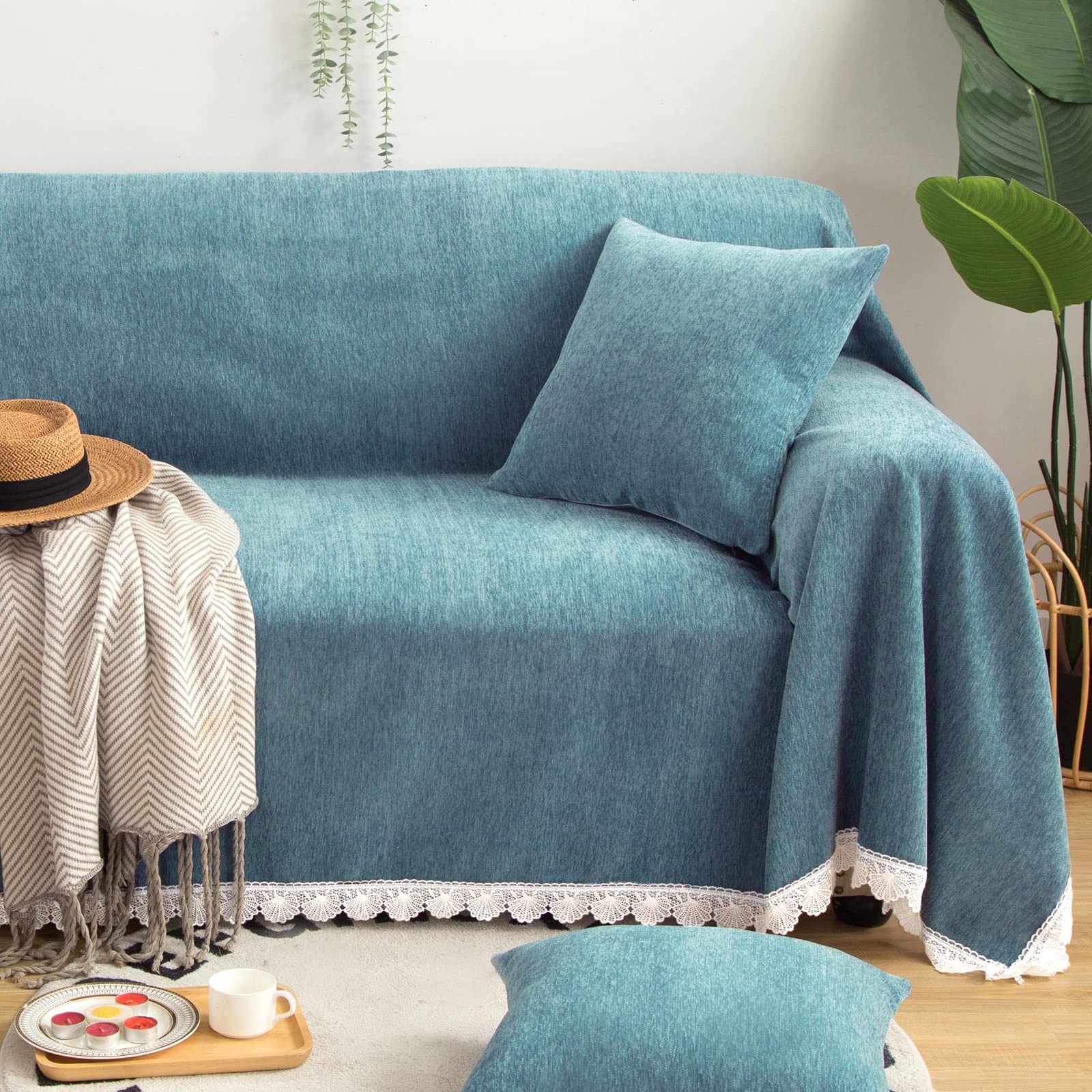 ROOMLIFE Chenille Sofa Cover for 2-3 Cushion Couches - Soft, Durable Multi-Functional Couch Protector for Pets & Furniture (71
