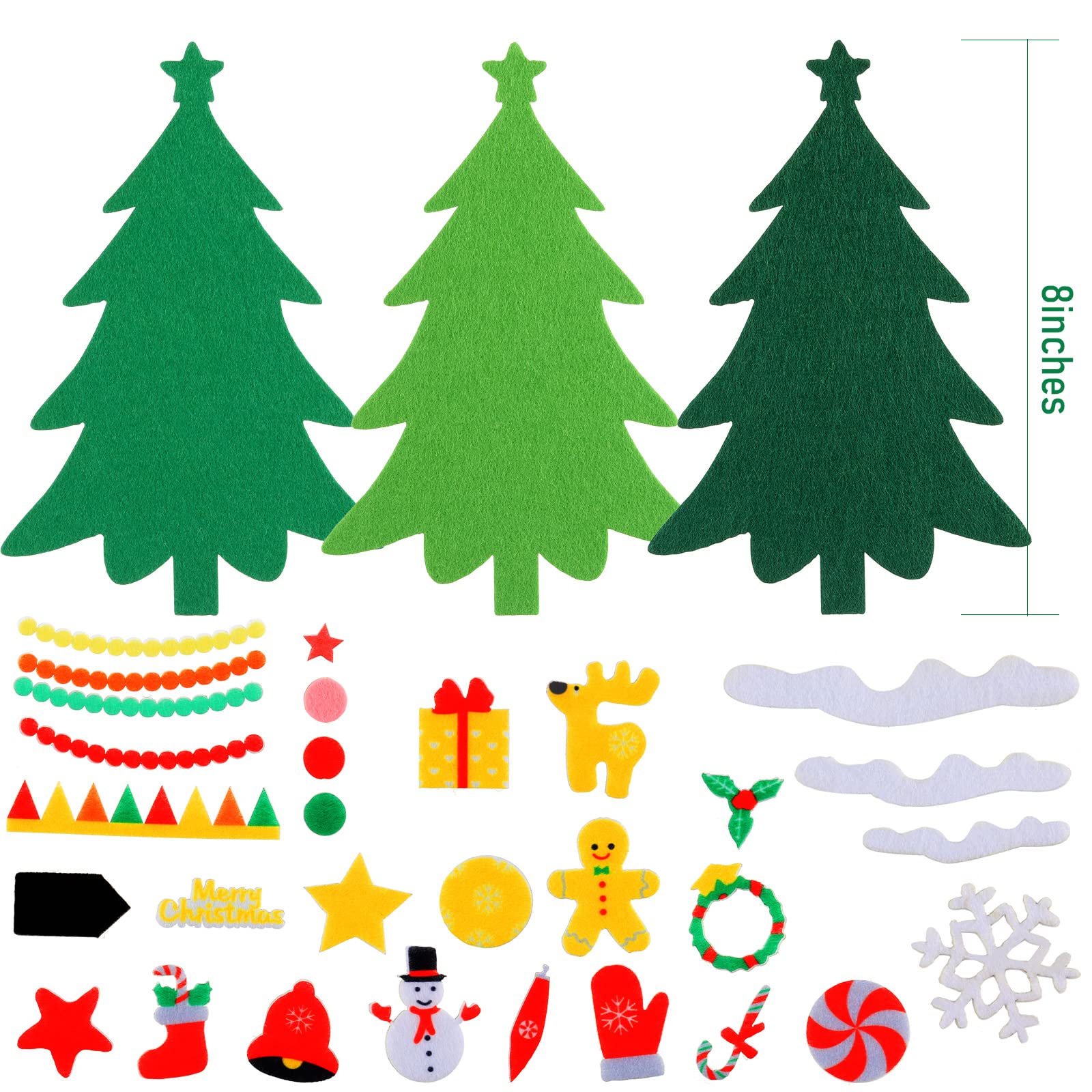 DIY Felt Christmas Tree Kit with 36 Ornaments - Kids Craft Party Favors, Wall Hanging Holiday Decor for Home, Classroom & Christmas Party Activities