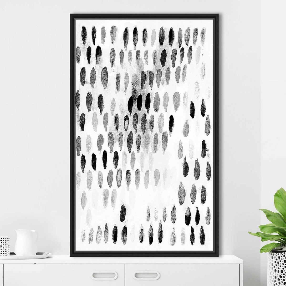 Black Spots Pattern Print on Floating Canvas - Modern Abstract Wall Art for Living Room, Bedroom & Office Decor