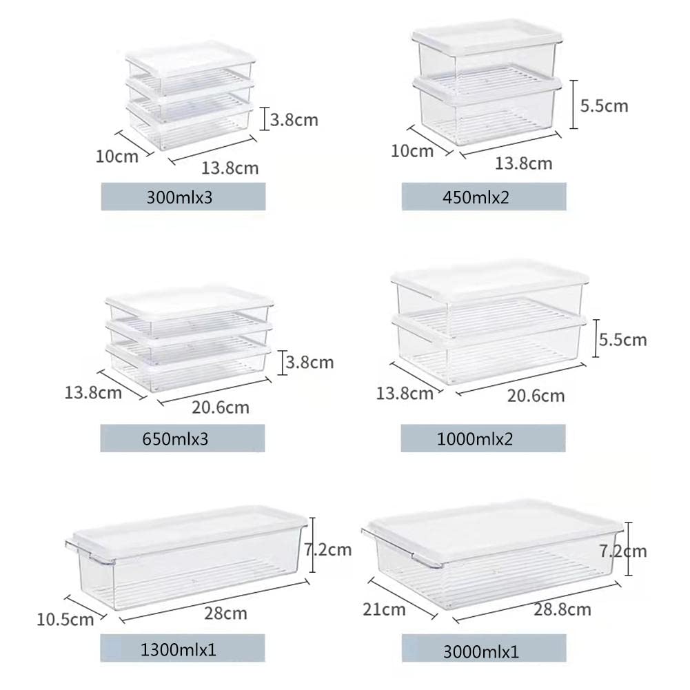 JINYISI Stackable Fridge Organizer Bins with Lids - Food Storage Containers for Refrigerator, Perfect for Organizing Fruits, Vegetables & Drinks - Ideal for Kitchen, Pantry & Meal Prep Organization