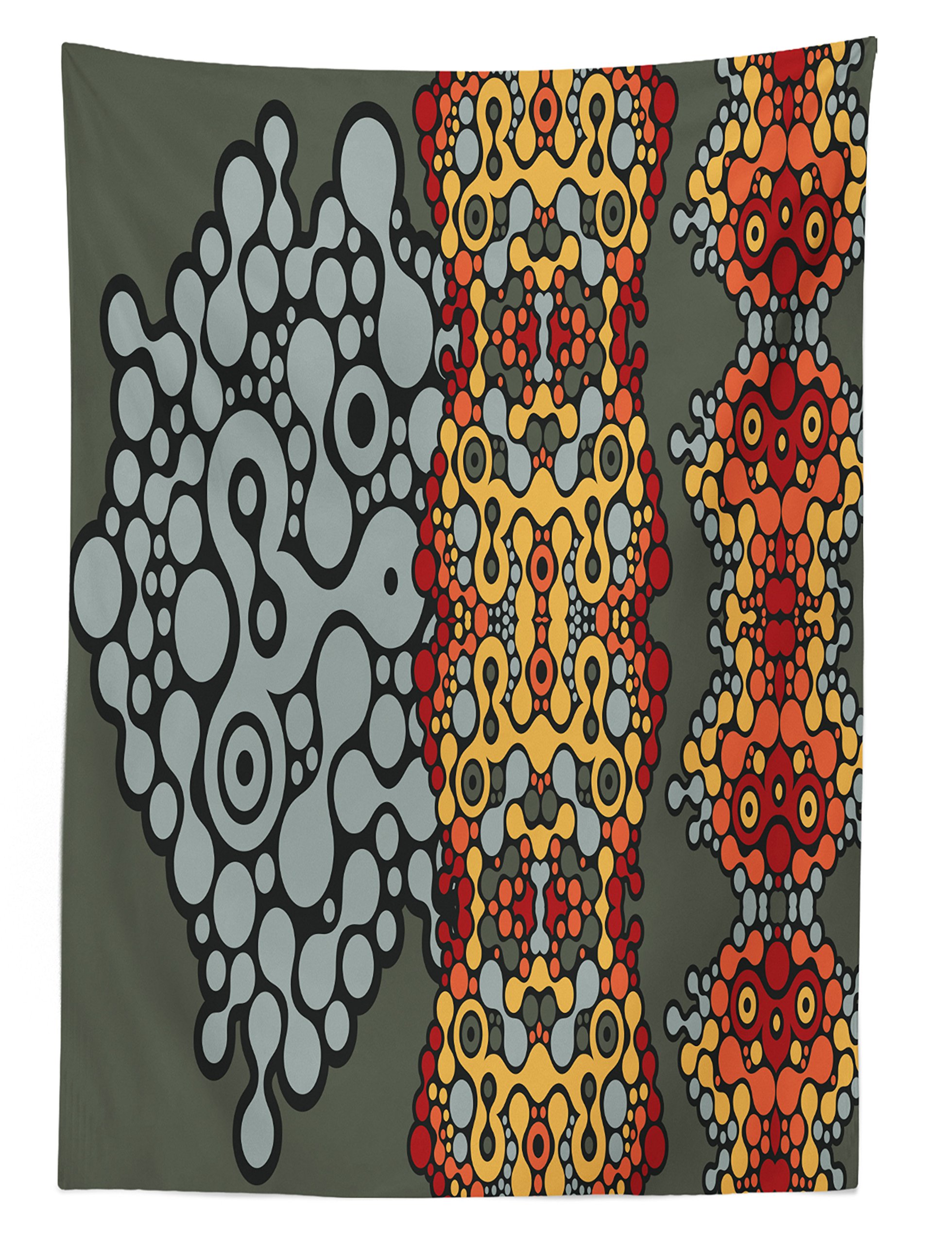 Ambesonne Modern Outdoor Tablecloth - Blue Grey Geometric Circles Design, Washable Picnic Table Cover 58x84 Inches, Marigold Yellow & Orange | Perfect for Patio, Garden Parties, BBQs, and Outdoor Dining