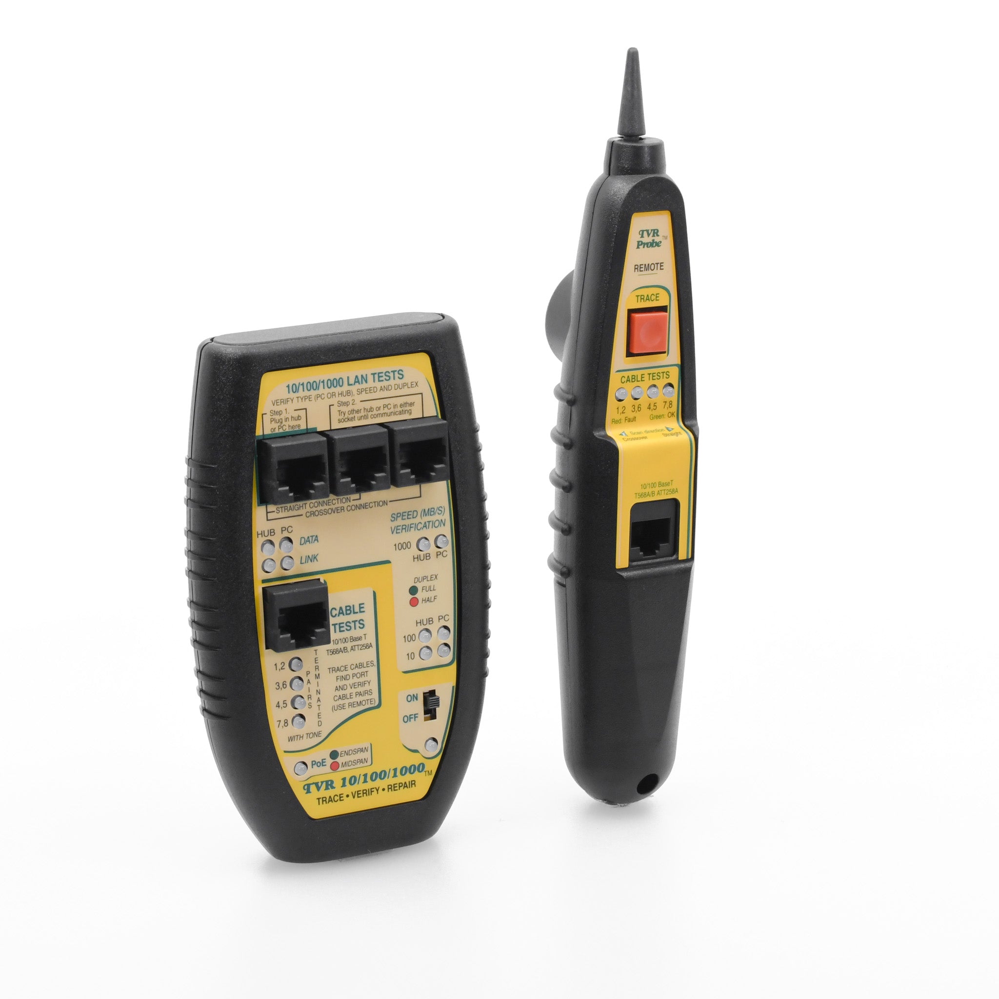 Professional LAN Cable Tester with Remote Probe - Network Tester for 10/100/1000 Base-T Ethernet, RJ45 Ports, Hubs, Switches & PCs - Diagnose & Repair Network Issues - Perfect for IT Technicians & Home Network Setup