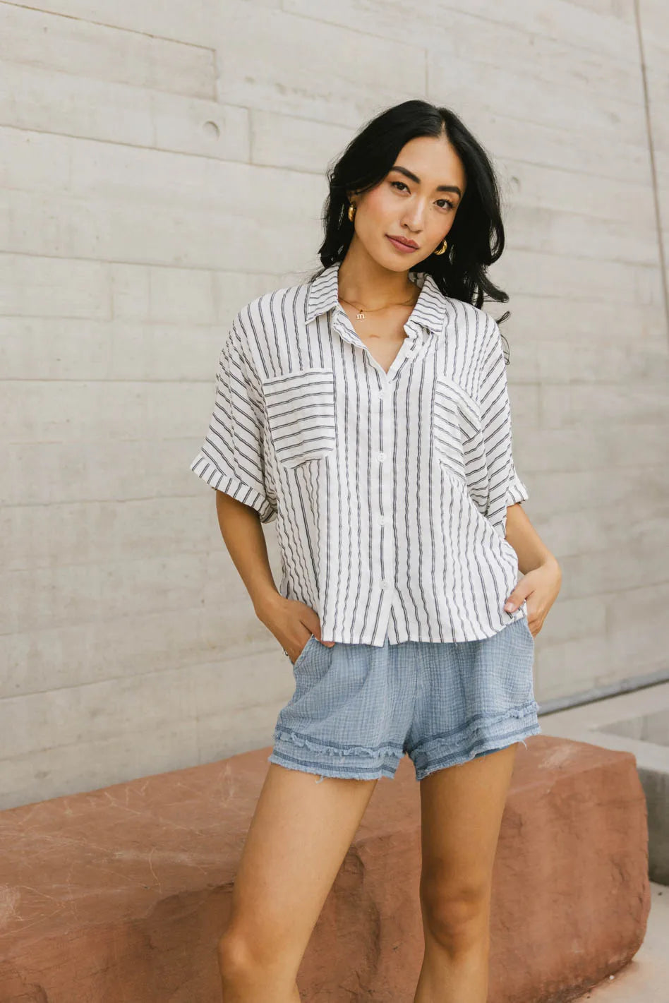 Francine Striped Button Up Shirt for Women - Casual & Office Wear - Final Sale | Perfect for Work, Dates & Everyday Outfits
