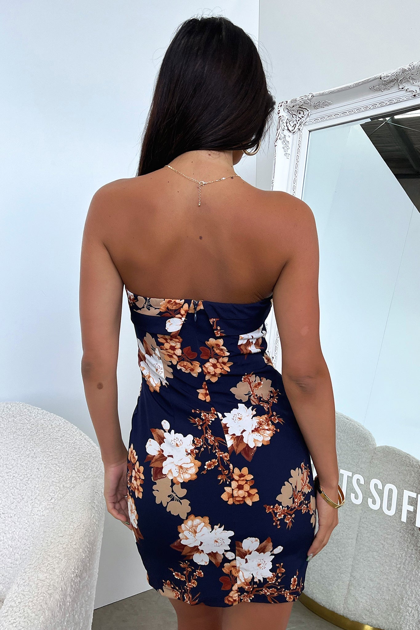 Elegant Navy Floral Charm Dress for Women - Perfect for Parties, Weddings & Special Occasions