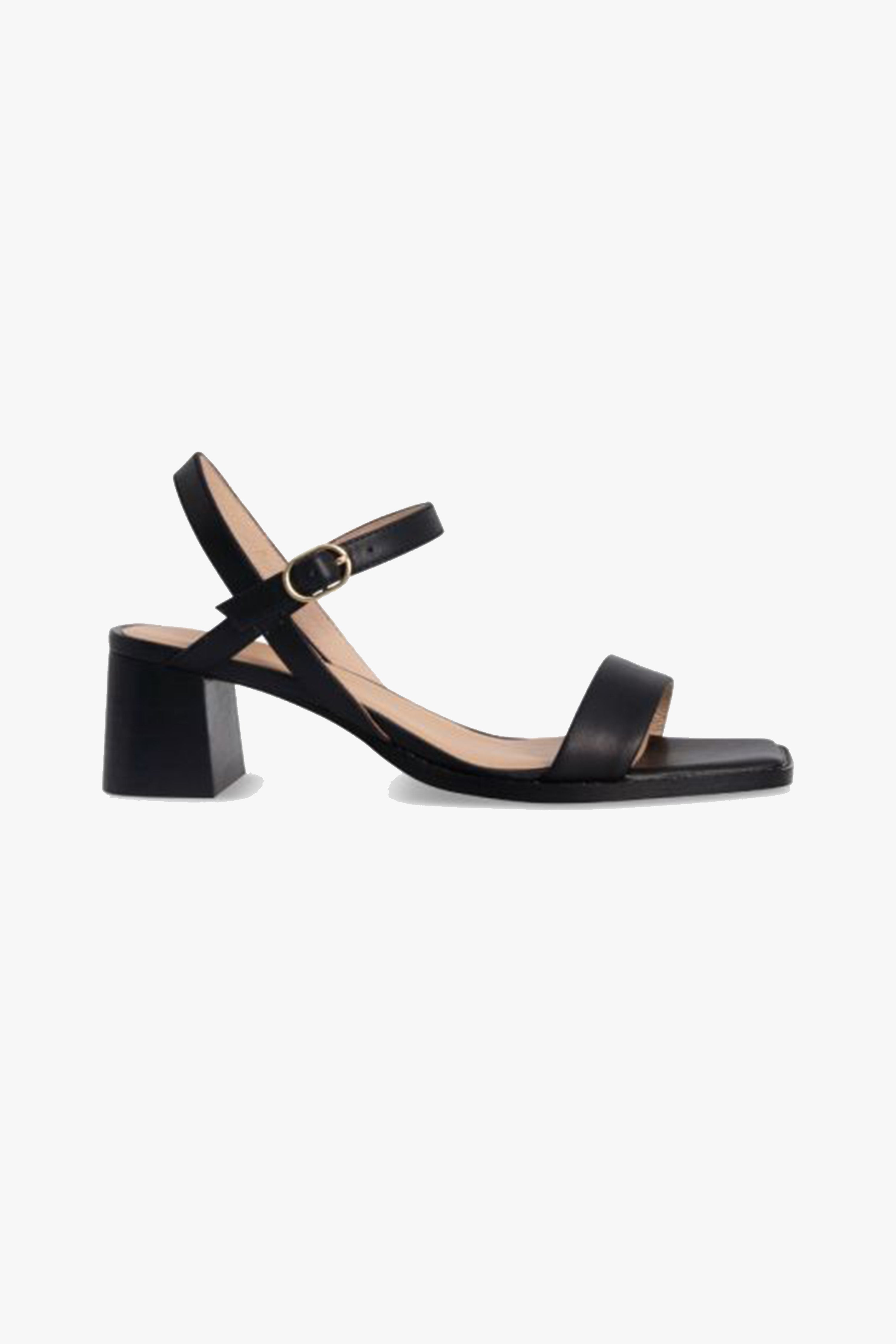 Alisia Women's Black Square Toe Ankle Strap Mid Heel Dress Sandals - Perfect for Office, Party & Evening Events