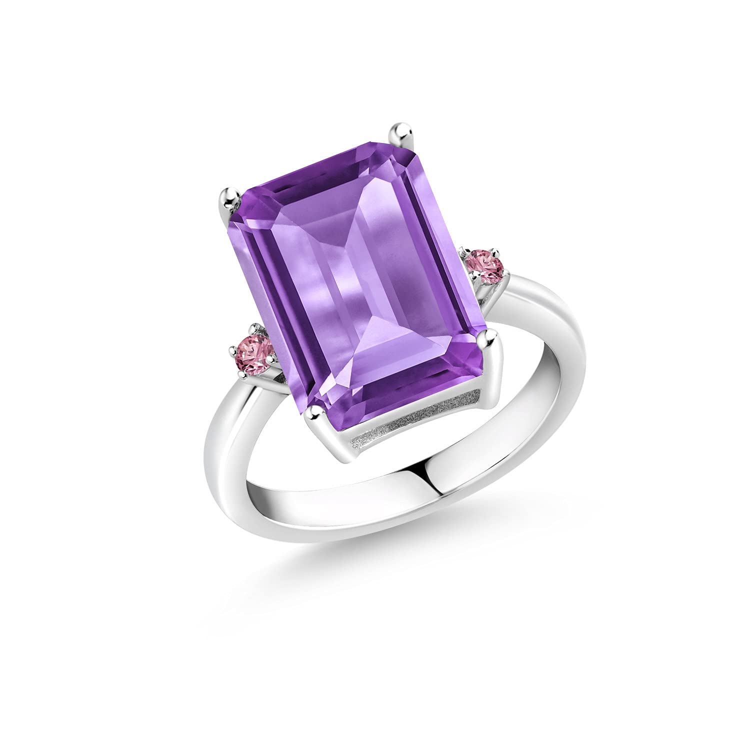 7.28 Ct Lab-Created Purple Amethyst & Pink Diamond Octagon Checkerboard Ring in 925 Sterling Silver | Elegant Jewelry for Women, Perfect for Weddings, Anniversaries & Special Occasions