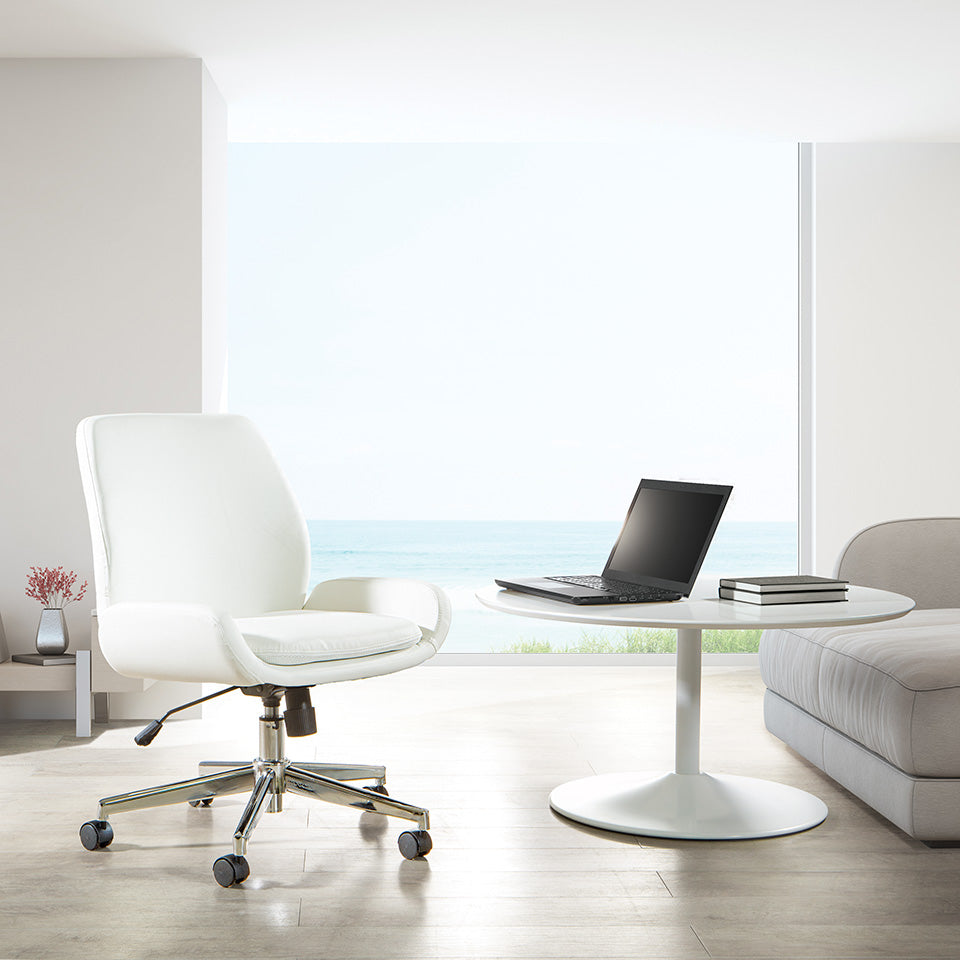 Office Star Faux Leather Home Office Chair with Chrome Base [FL61903C] - Ergonomic Desk Chair for Work from Home, Computer Gaming & Study