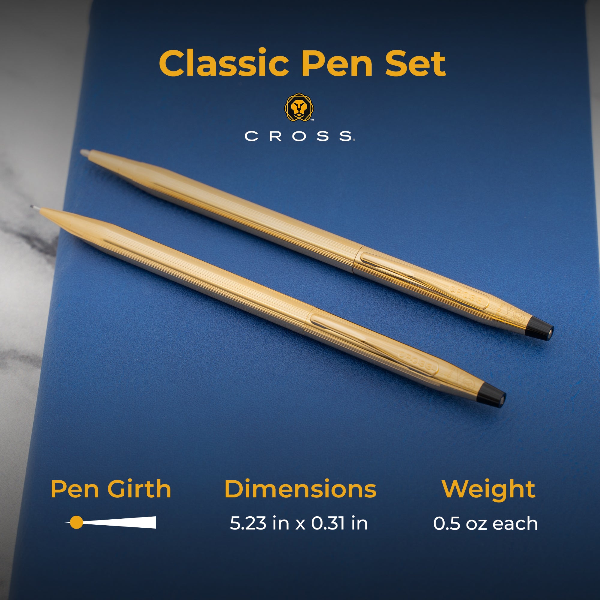 Cross Classic Century 23K Gold Fountain Pen & Mechanical Pencil Set - Luxury Writing Instruments for Professionals, Gifts & Collectors - Perfect for Office, Business Meetings & Special Occasions