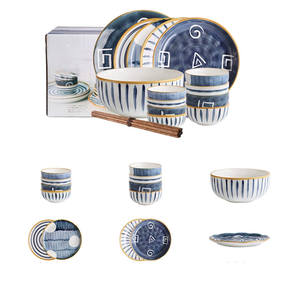 Premium Japanese Tableware Set - 14-Piece Mixed Color Soup Bowls, Rice Bowls & Chopsticks for 4 People | Authentic Asian Dining Experience for Home, Restaurant & Gift Giving