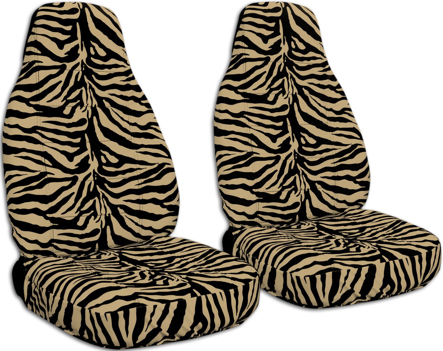 Tan Zebra Print Car Seat Covers - Semi-Custom Fit for Cars, Trucks, Vans, RVs & SUVs (30 Animal Prints) - Waterproof & Durable Protection for Road Trips, Commuting & Outdoor Adventures
