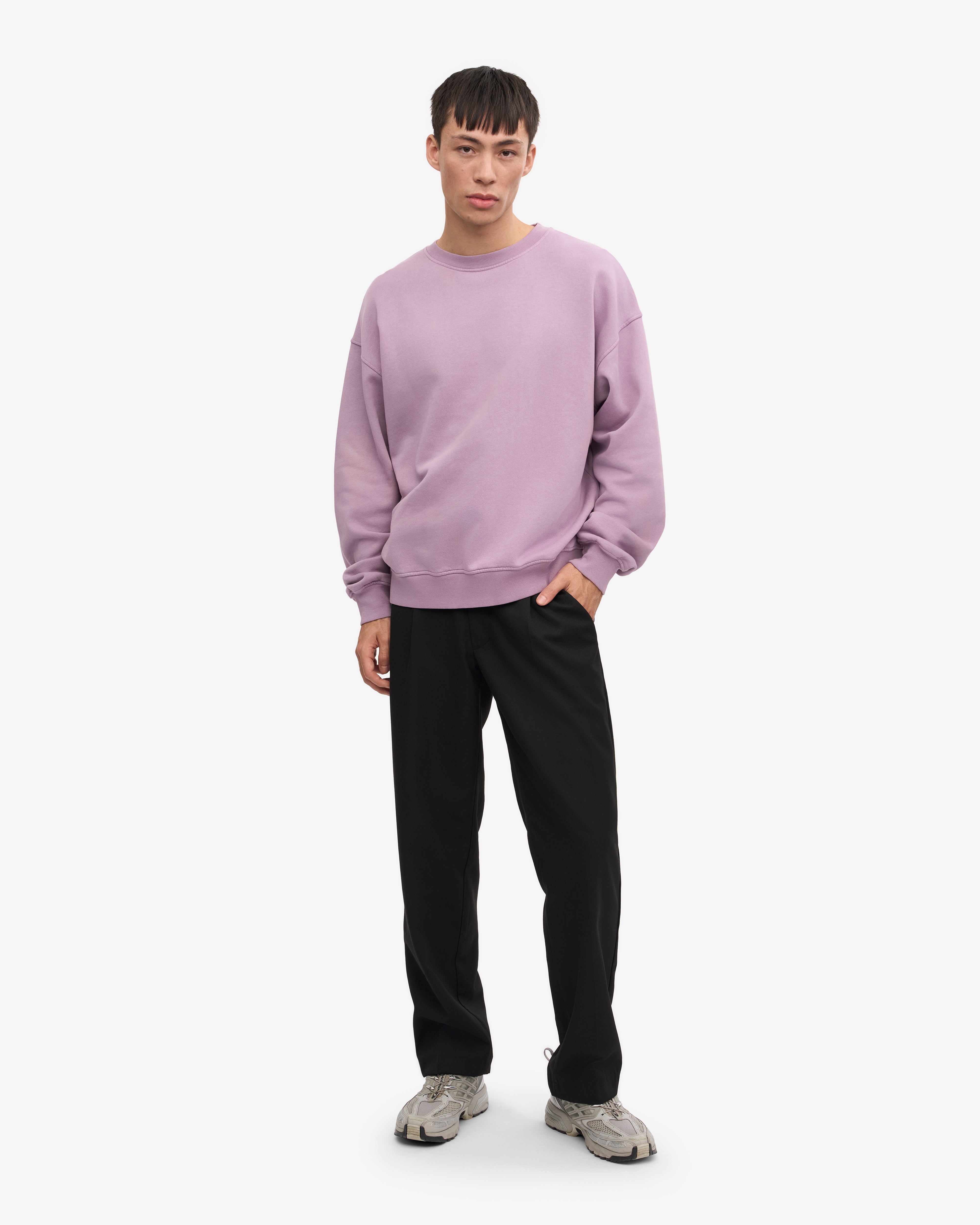 Organic Oversized Crewneck Sweatshirt for Women - Soft & Comfortable Pearly Purple Pullover for Casual Wear, Lounge & Street Style