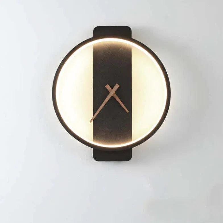 Modern Round Gold Flush Wall Clock Lamp - Stylish Home & Office Decor for Living Room, Bedroom, or Entryway