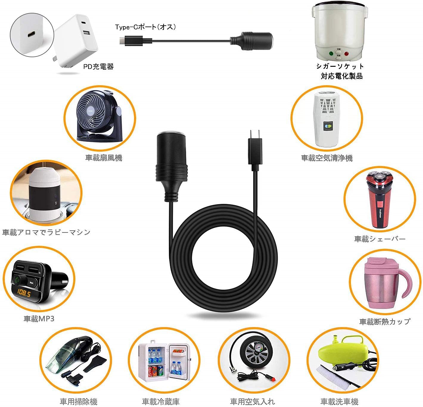 5ft USB C to Car Cigarette Lighter Adapter Cable - 12V 4.5A Fast Charging Converter - Compatible with 45W-65W PD USB C Chargers (15V/20V) - Power Car Devices at Home or On-The-Go - Perfect for Road Trips, Camping & Emergency Power Needs