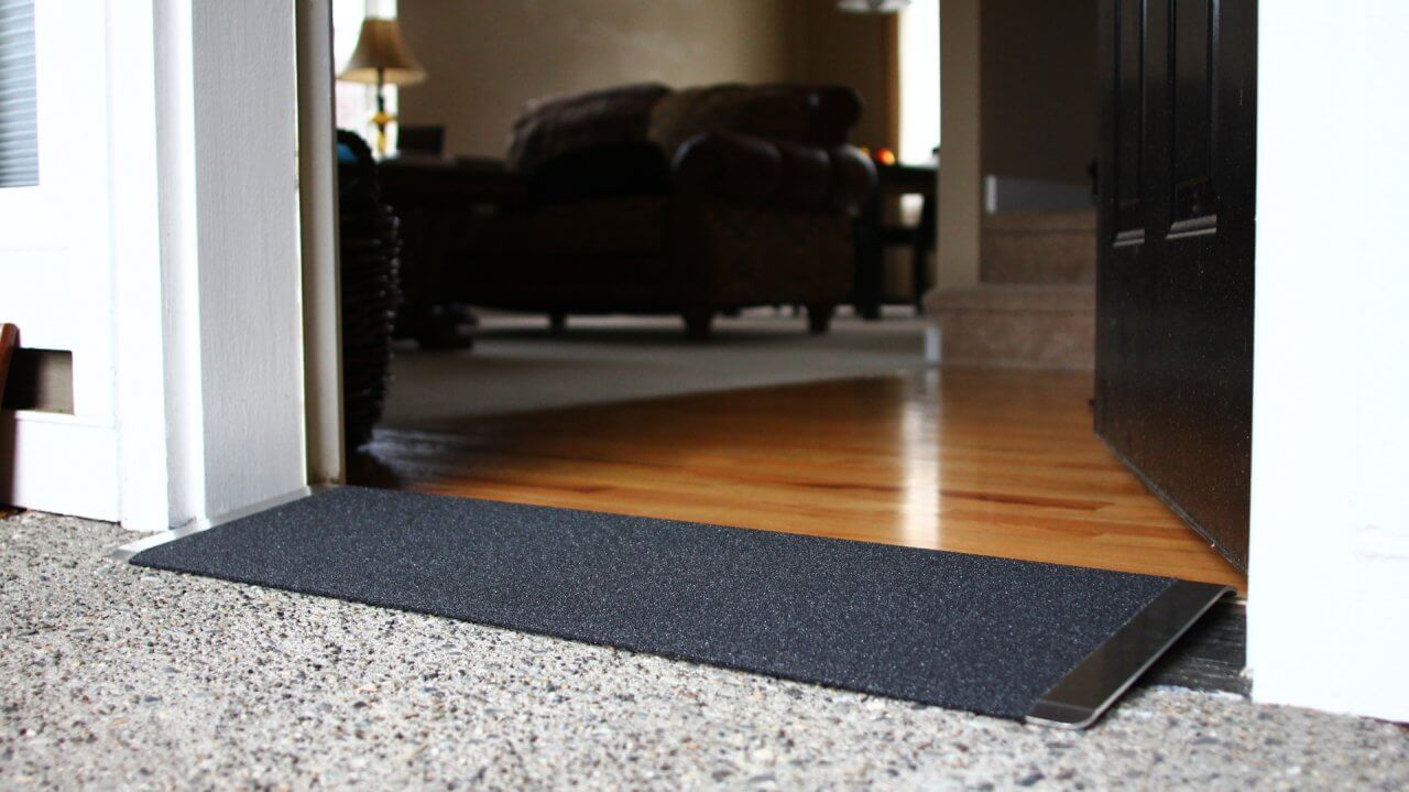 TRANSITIONS® Angled Entry Plate - Durable Stainless Steel Threshold Ramp for Wheelchair & Walker Access - Perfect for Home, Office & Store Entrances