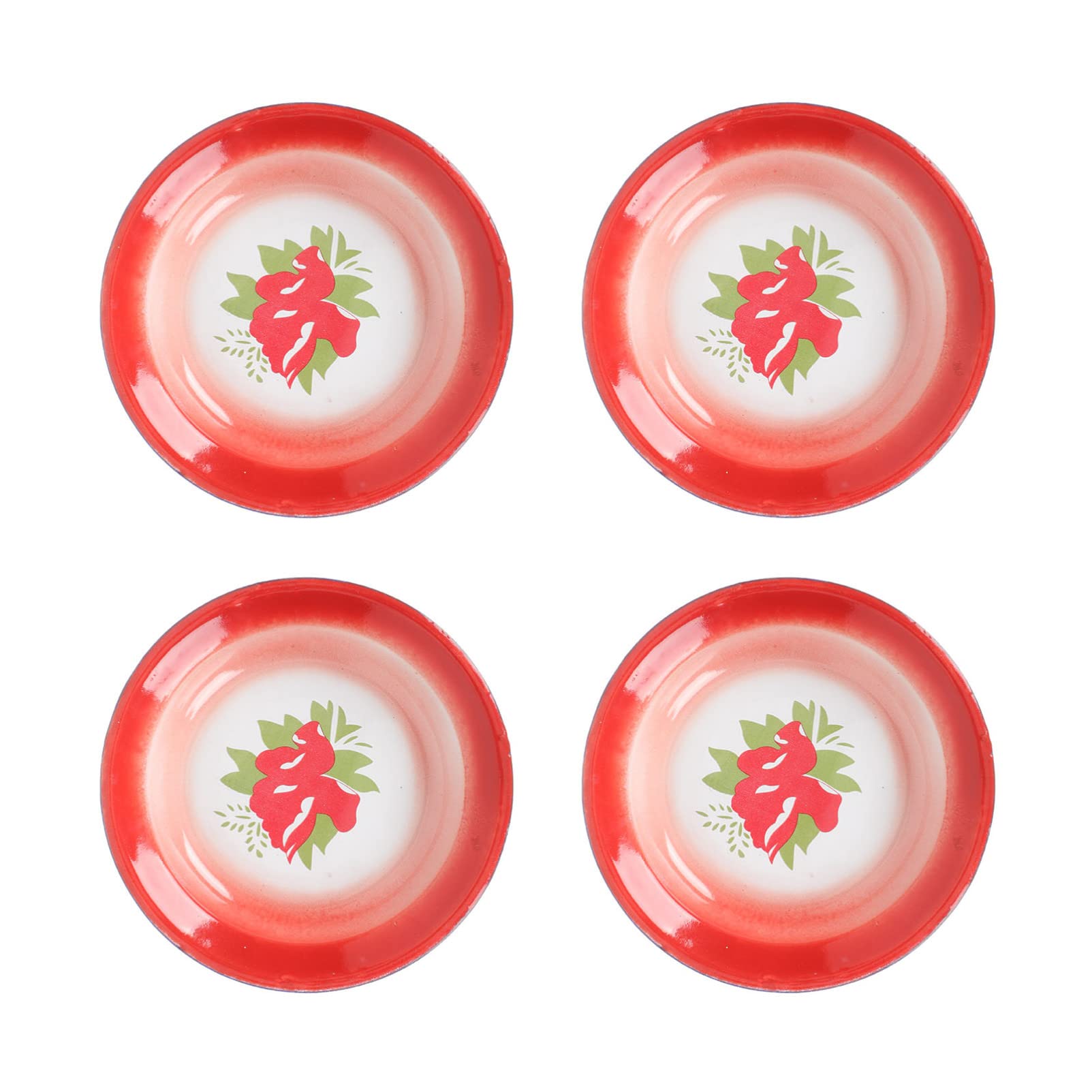 Vintage Enamel Plates 4-Piece Set - Durable Enamelware Dishes for Camping, Picnics & Outdoor Dining - Mixing Bowls & Fruit Serving Plates - Rustic Dinnerware for Kitchen & BBQ Parties
