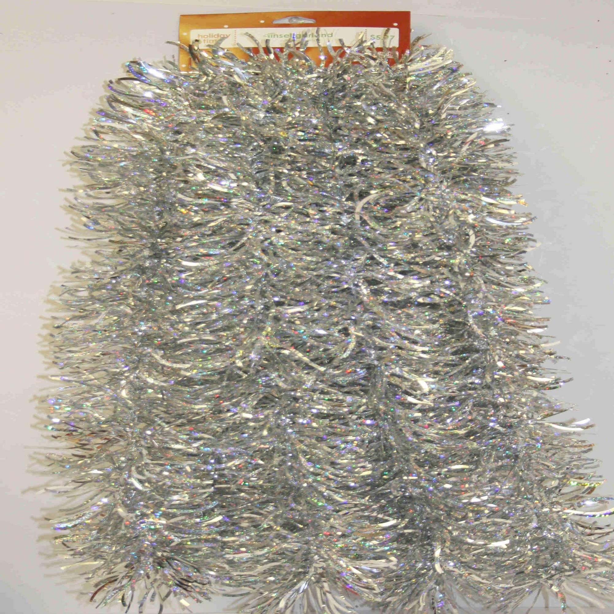 10' Holographic Silver Wave Tinsel Garland - Shiny Party Decor for Christmas Tree, Wedding, Birthday & Home Decoration