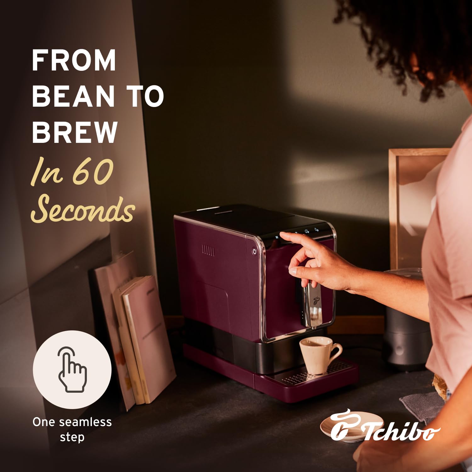 Tchibo Automatic Espresso and Coffee Machine with Built-in Grinder - No Coffee Pods Needed - Black - Perfect for Home, Office, and Cafe Use