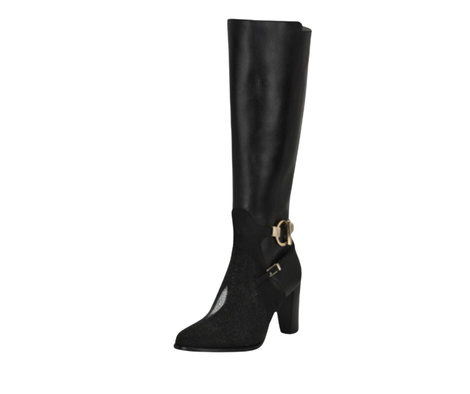 Women's Cuadra FC754 LD Black Stingray Leather Boots with Zipper & Round Toe - Stylish Cowgirl Boots for Western Fashion, Night Out & Country Events