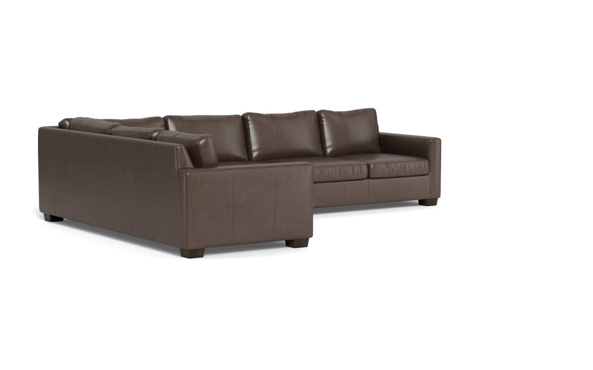 Track 121 Genuine Leather Left Corner Sectional Sofa with RAF Sleeper - Modern Living Room Furniture for Small Spaces & Home Theater Seating