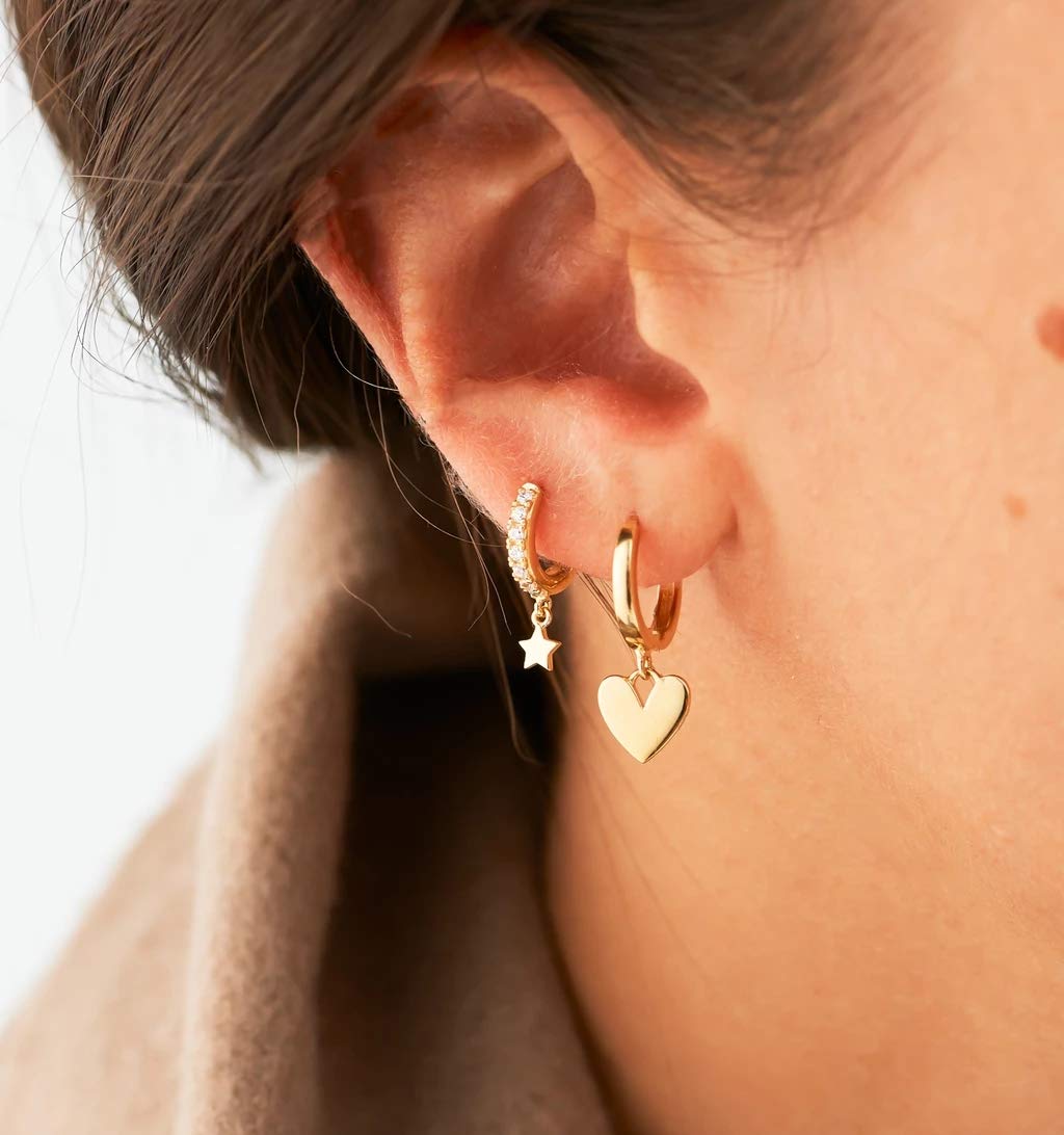 Mevecco 14K Gold Plated Dainty Dangle Hoop Earrings for Women - Delicate Geometric Triangle Cone Drop Earrings | Perfect for Everyday Wear, Date Nights & Special Occasions