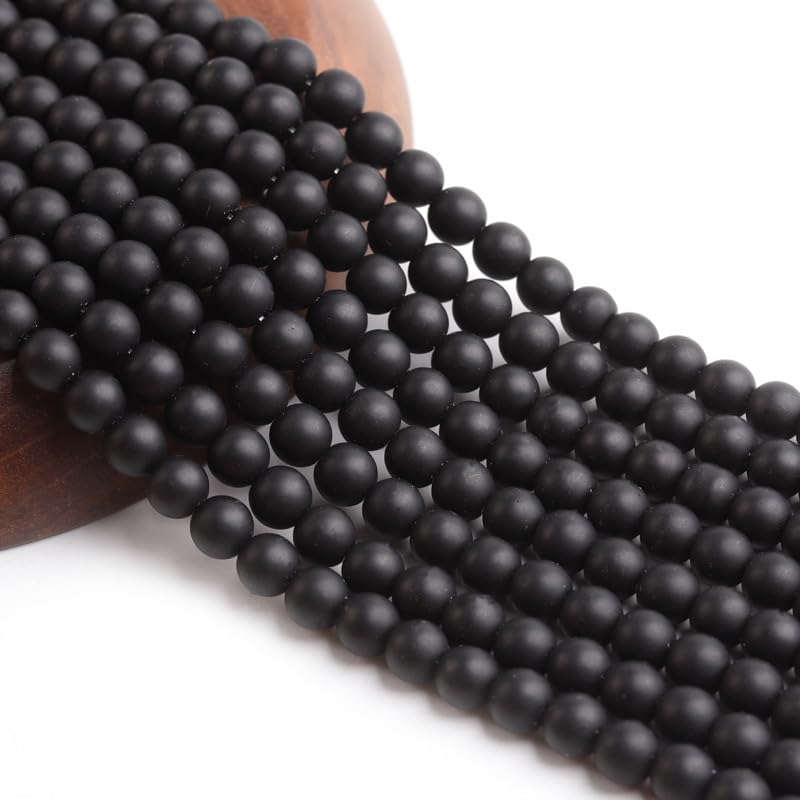 6mm Matte Black Onyx Gemstone Round Loose Beads - Drilled Natural Onyx Stone Beads for DIY Jewelry Making, Bracelets & Necklaces - Perfect for Crafting, Beading Projects & Spiritual Healing Jewelry