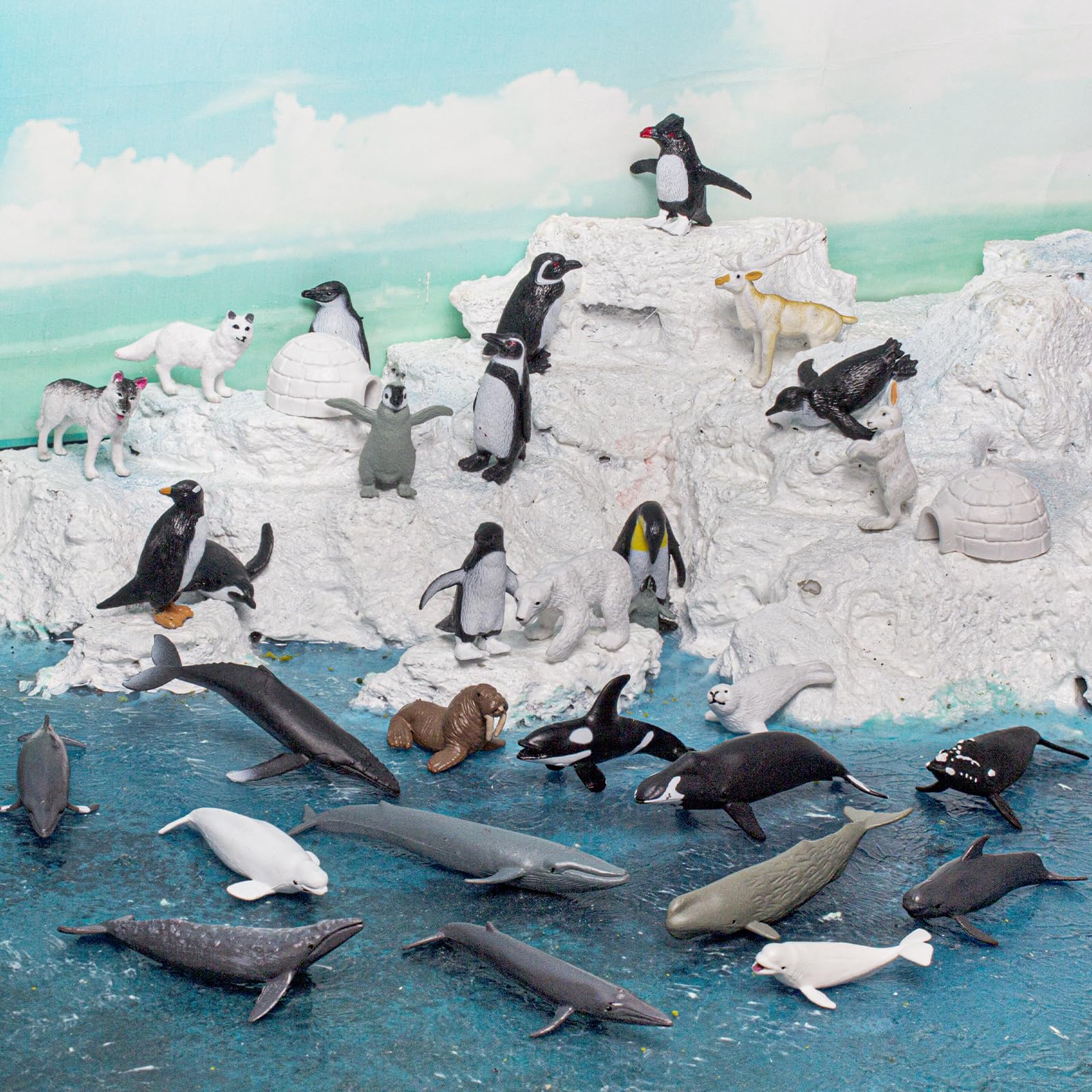 GAICOM 31PCS Polar Animal Figure Toys Set - Penguins, Whales & Polar Bears Models for Kids | Educational Arctic Animal Collection, Desktop Decor & Party Favors for Boys & Girls | Perfect for Classroom Learning, Birthday Gifts & Winter Themed Playtime