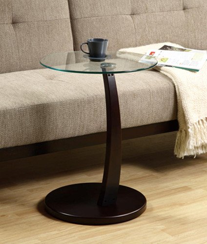 Round Glass Snack Table with Click 2 Go Mechanism - 17.7