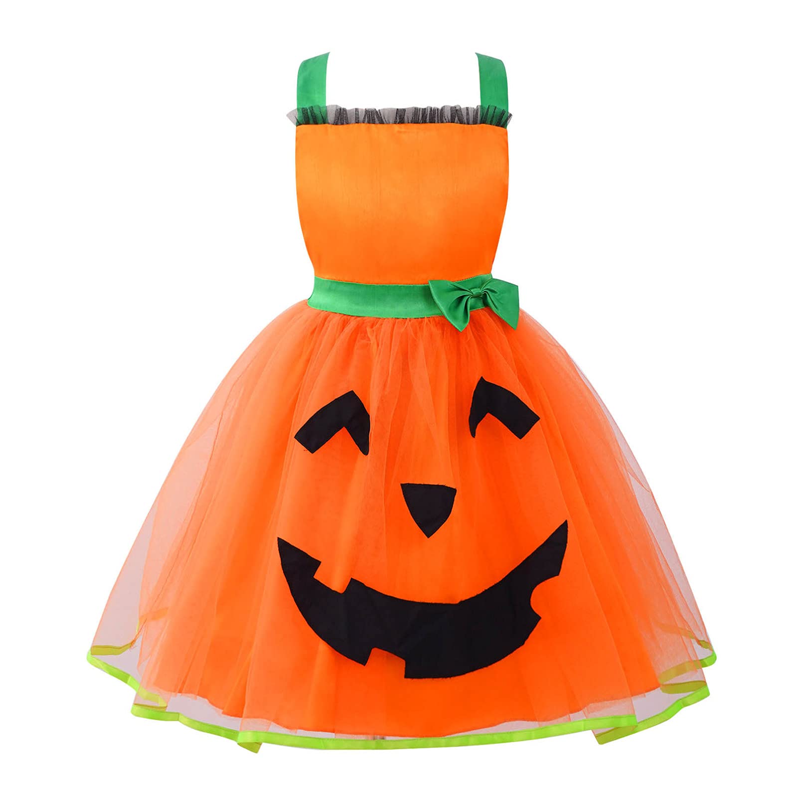 Winying Baby Girls Halloween Pumpkin Ruffle Dress - Tulle Tutu Skirt for Christmas Party & Princess Costume - Perfect for Holiday Photos, Trick-or-Treating & Special Occasions