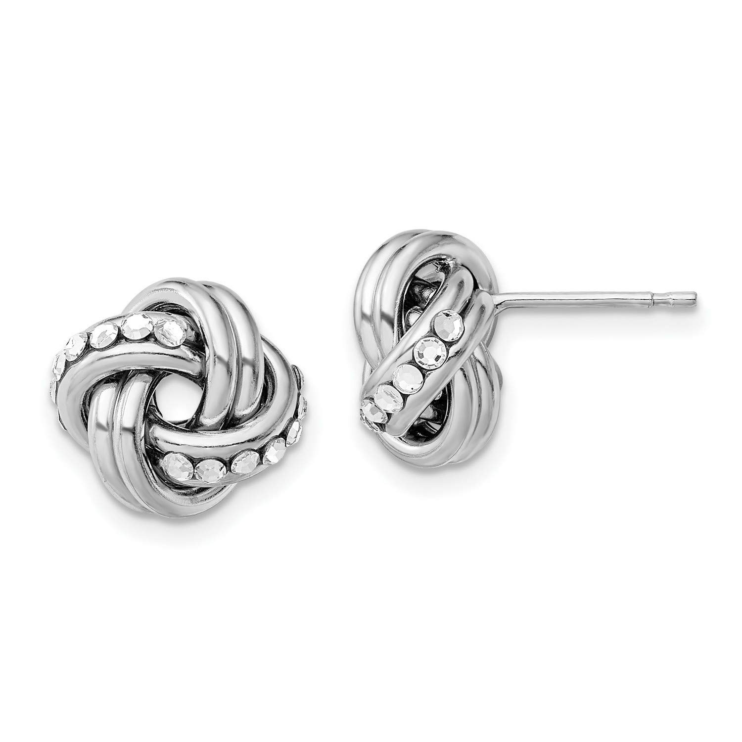 Sterling Silver Crystal Textured Polished Love Knot Earrings for Women - 12.2x11.7mm Elegant Dangle Drop Earrings - Perfect for Valentine's Day, Anniversary, Wedding, and Special Occasion Gifts