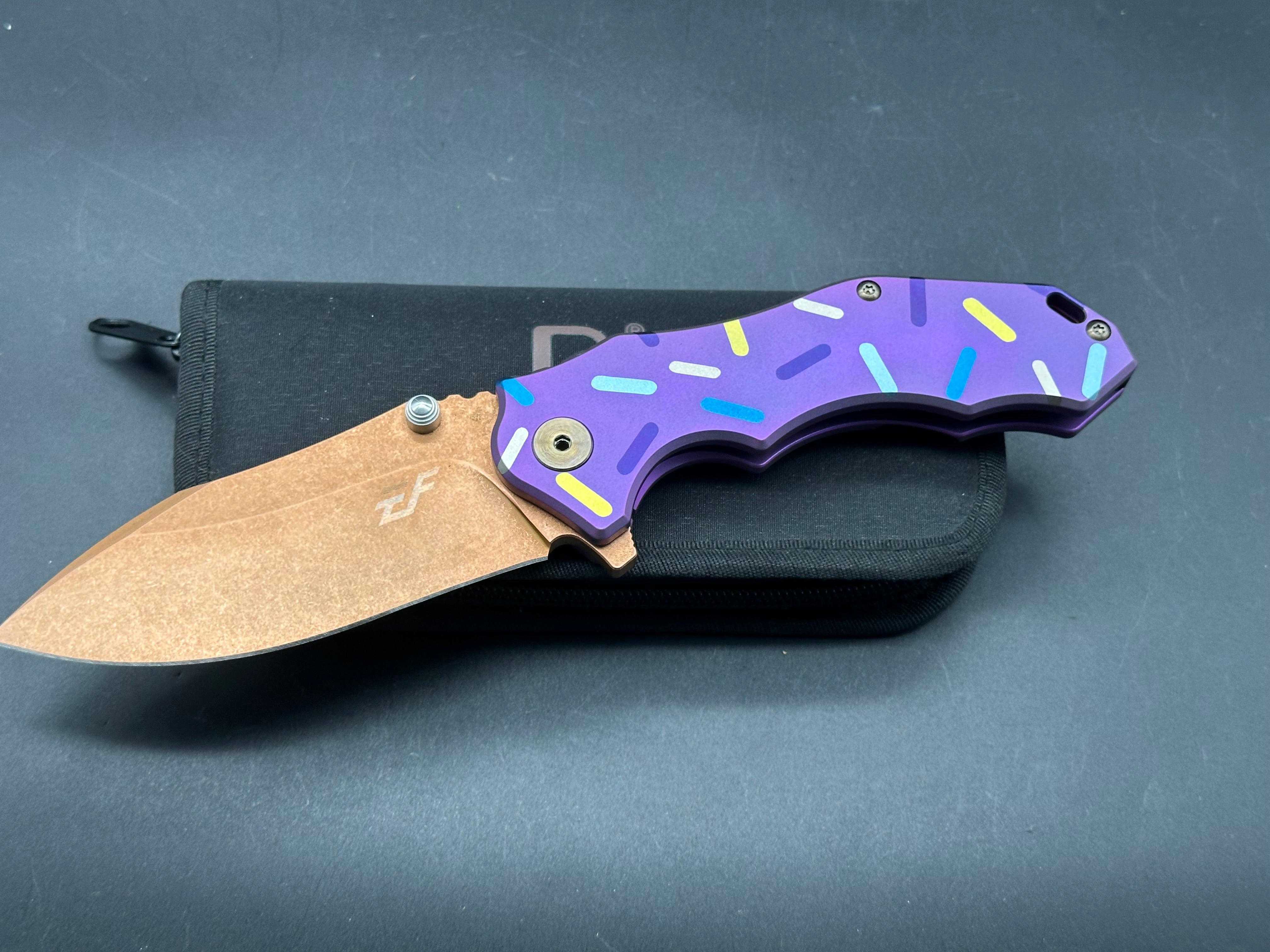 Eafengrow EF905 Custom Dessert Warrior Pink Ti Knife - Sprinkle Print Frame - Perfect for Camping, Outdoor Adventures & Everyday Carry (EDC)