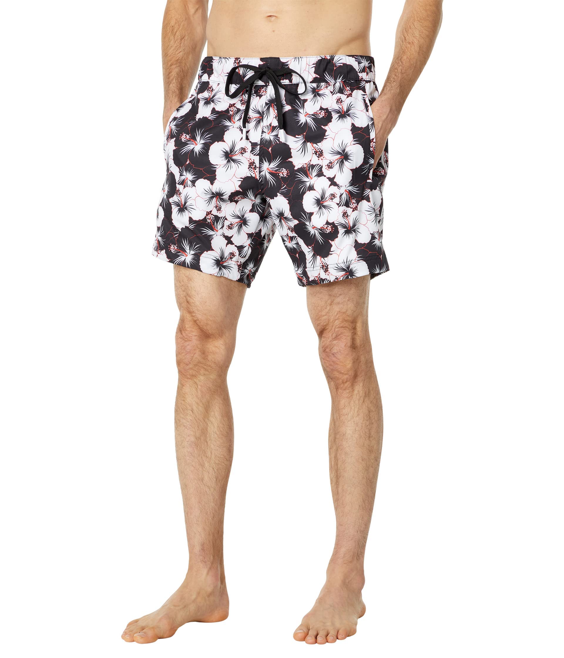 Robert Graham Men's Hibiscus Swim Shorts - Quick-Dry, Comfortable Board Shorts for Swimming, Beach & Vacation - Stylish Floral Print Trunks