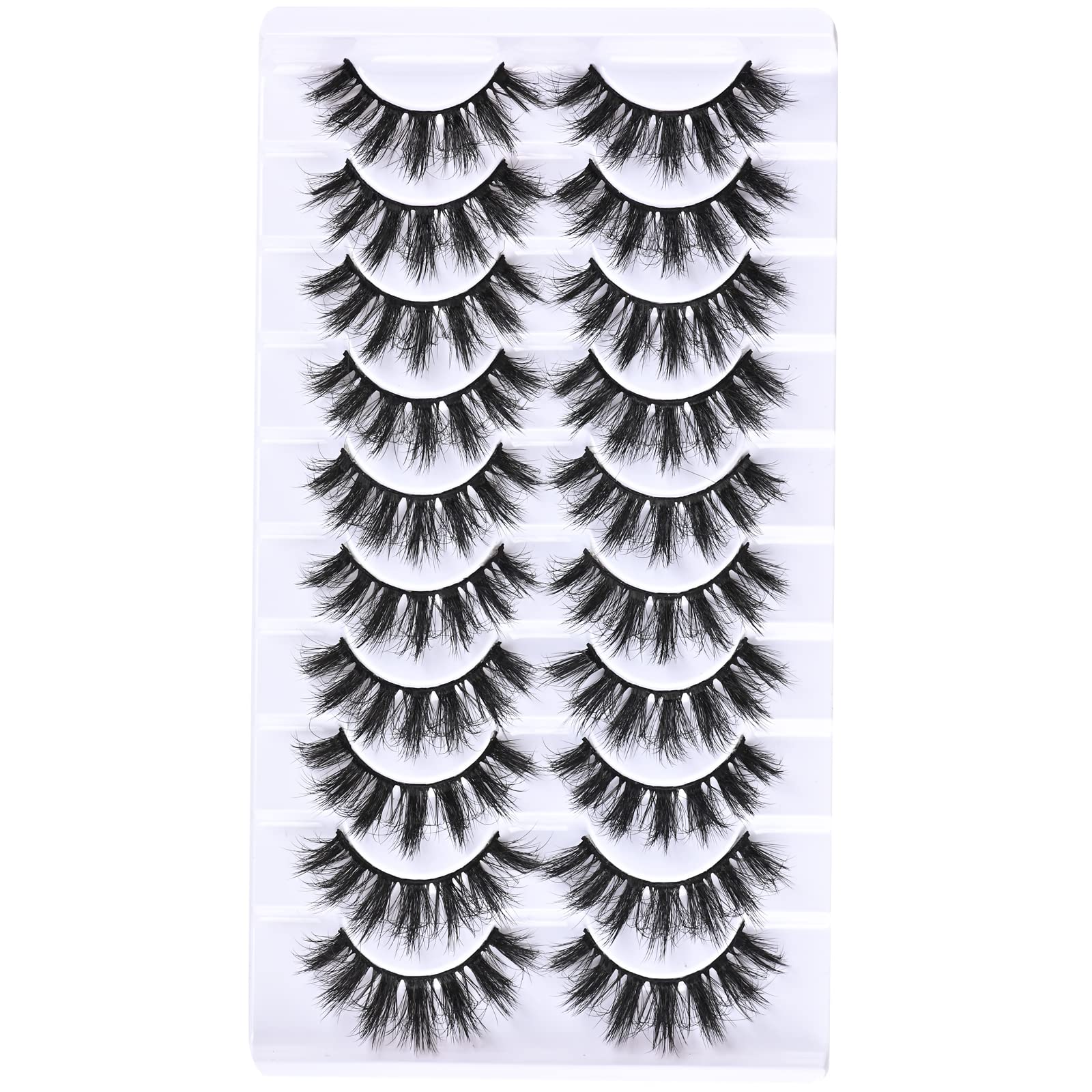 FARRED Natural Short False Eyelashes - 10 Pairs Wispy Mink Lashes for Fluffy Volume & Natural Look | Vegan Cruelty-Free Lash Strips | Perfect for Daily Wear, Weddings & Special Occasions