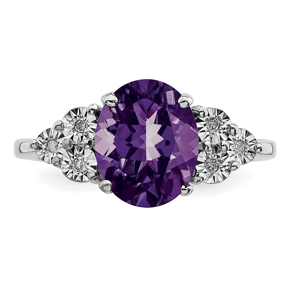 925 Sterling Silver Amethyst & Diamond Ring for Women | Elegant Fine Jewelry Gift for Her | Perfect for Anniversaries, Birthdays & Special Occasions