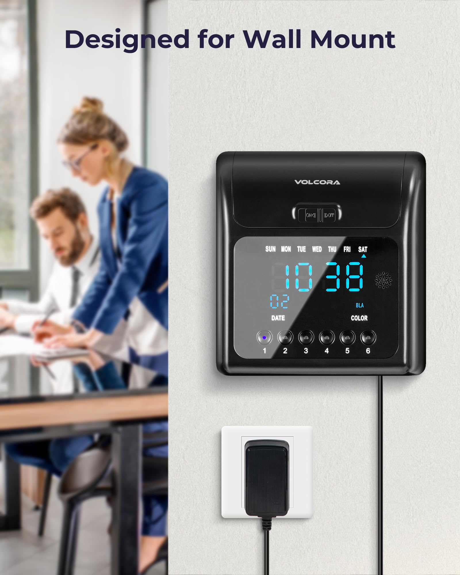 Volcora Employee Time Clock Machine - 50 Time Cards & Ink Ribbon Included - Punch Clock System for Small Business with Battery Backup - Keyless & Offline Operation - Ideal for Office, Retail Stores & Warehouse Time Tracking