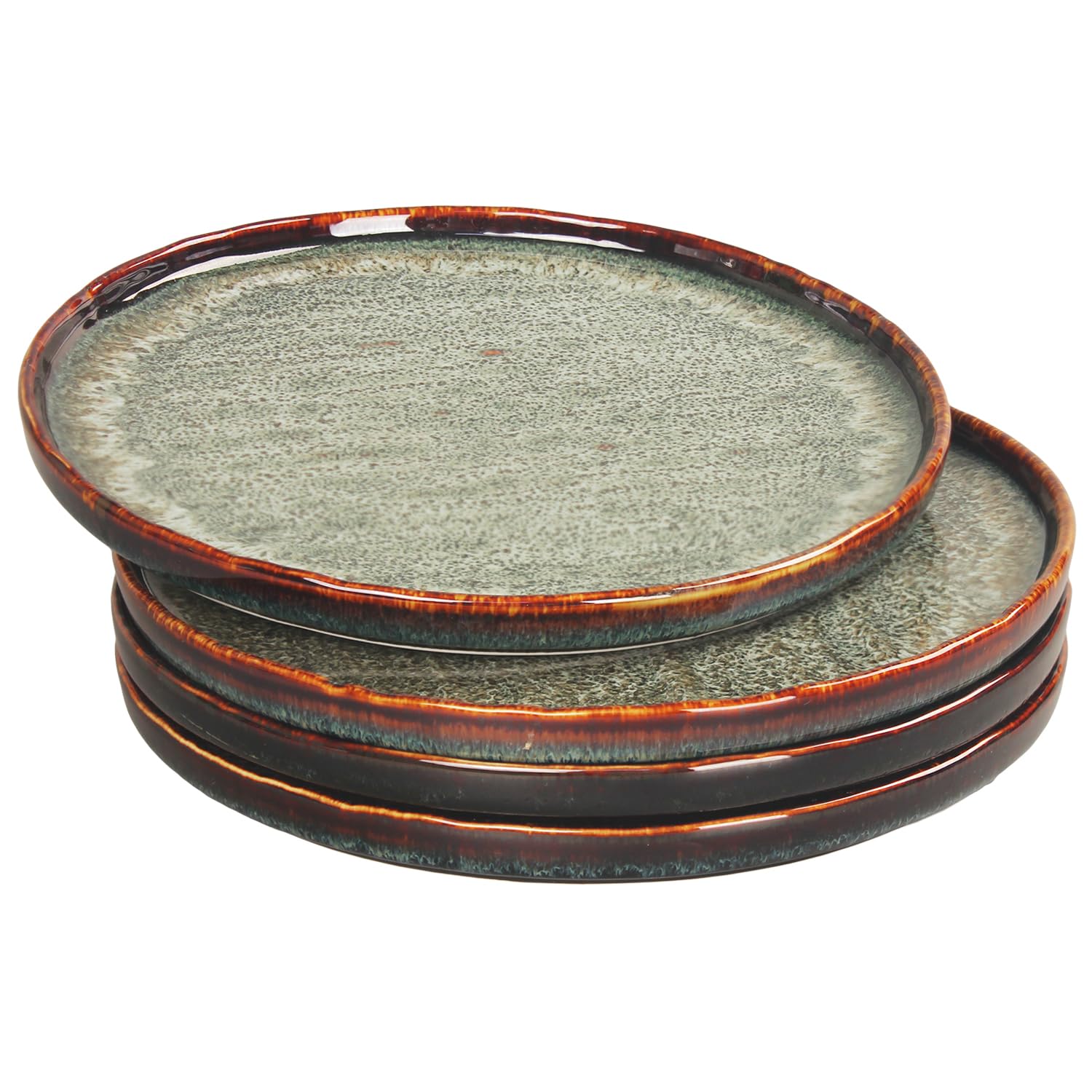 4-Piece Black Porcelain Appetizer Plates Set - Microwave & Dishwasher Safe for Steak, Pasta, Salad